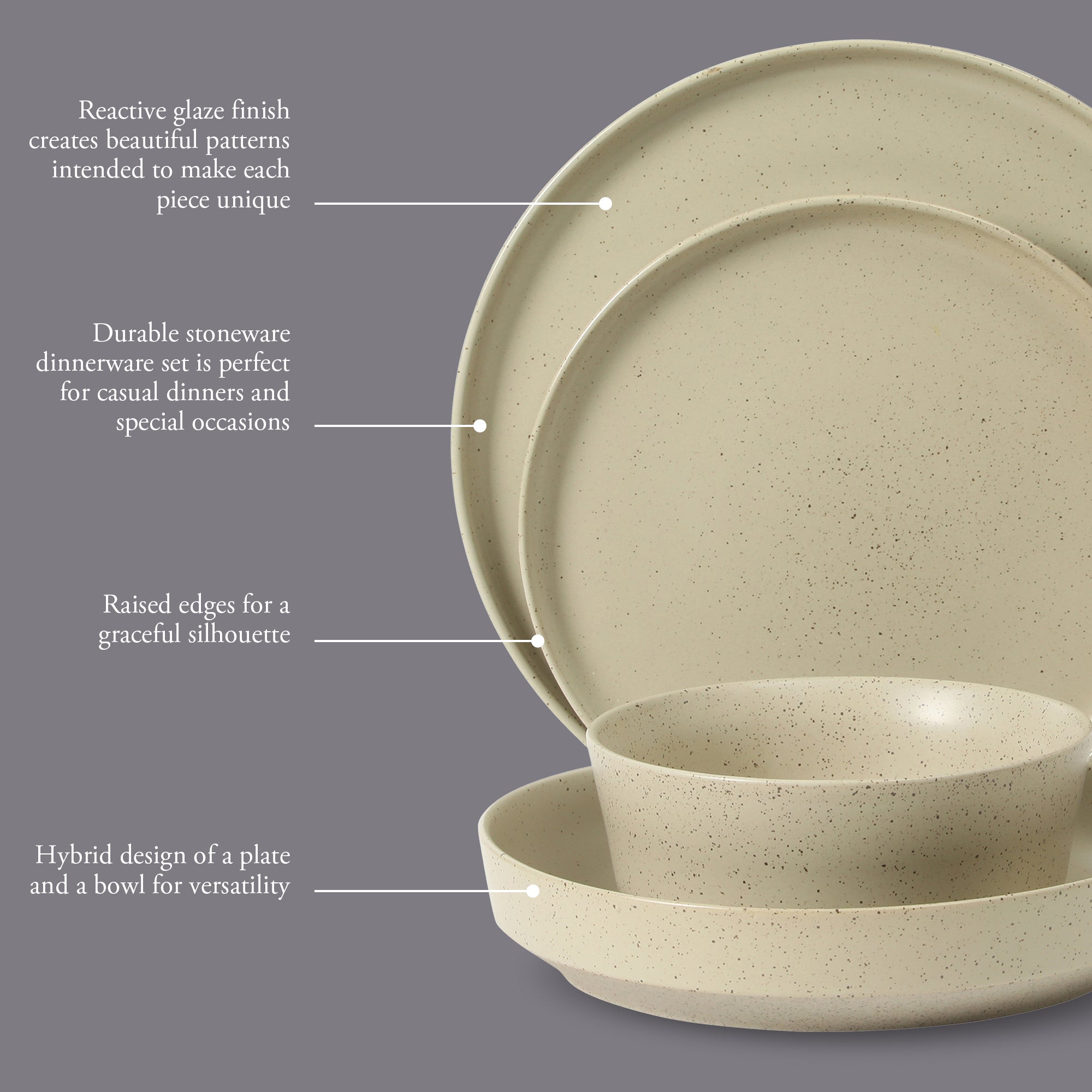 Gibson Elite Overbrook 16-Piece Pottery Clay Stoneware Dinnerware Set –  Reactive Glaze, Stackable Plates and Bowls w/ Pasta Bowl, Service for 4 – Microwave & Dishwasher Safe