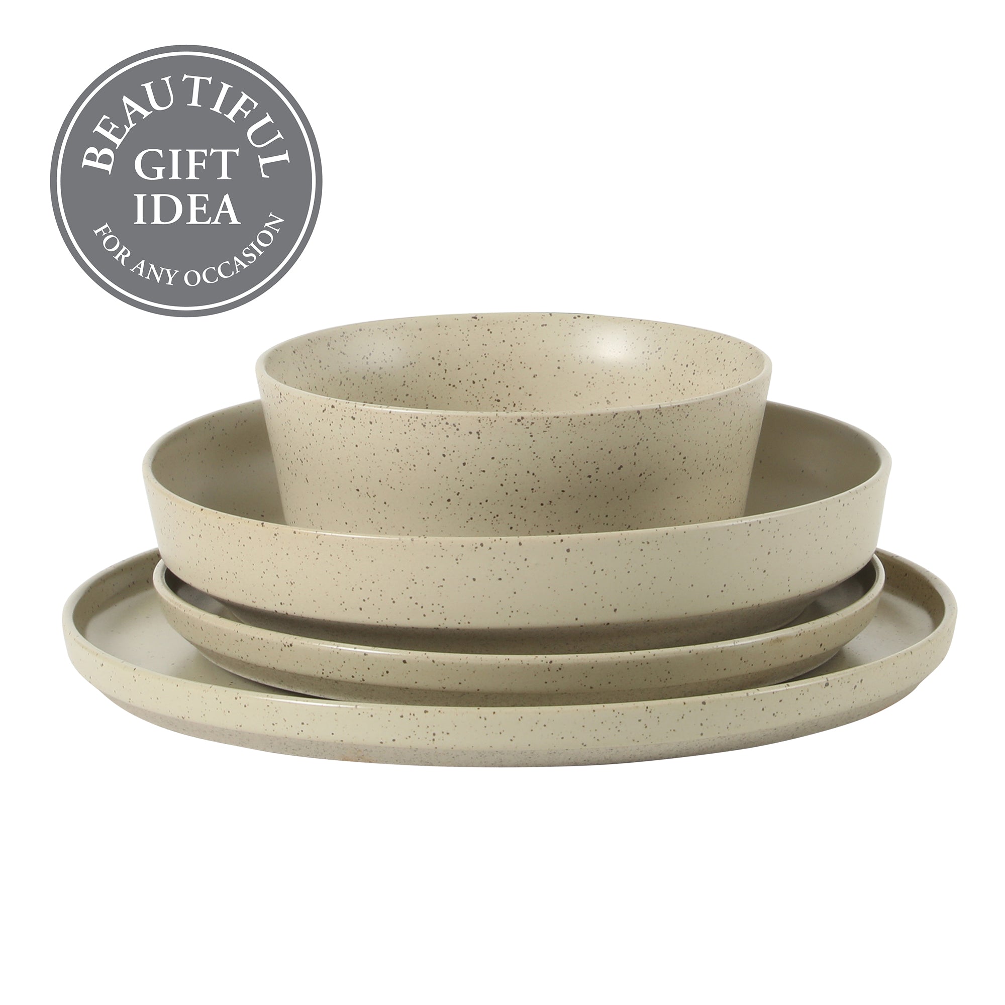 Gibson Elite Overbrook 16-Piece Pottery Clay Stoneware Dinnerware Set –  Reactive Glaze, Stackable Plates and Bowls w/ Pasta Bowl, Service for 4 – Microwave & Dishwasher Safe