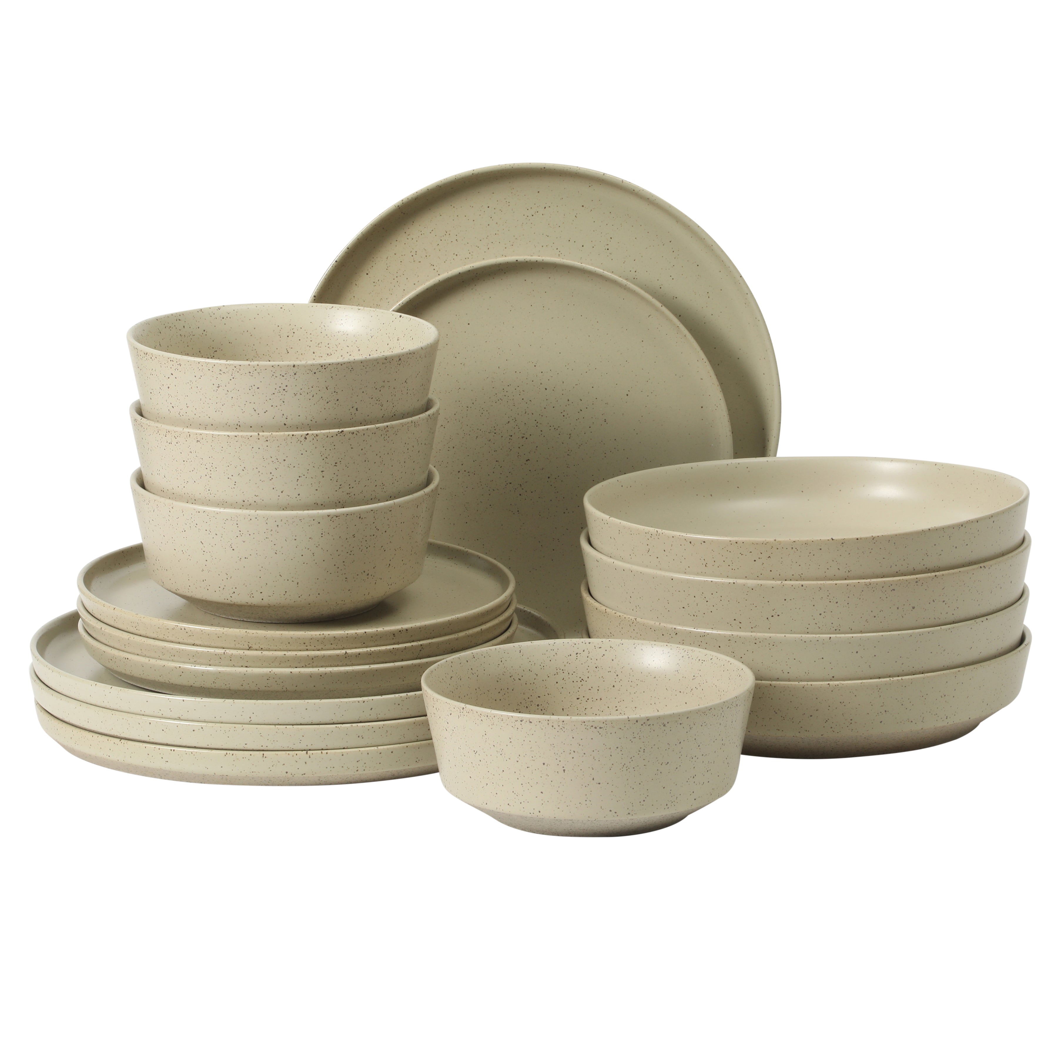 Gibson Elite Overbrook 16-Piece Pottery Clay Stoneware Dinnerware Set –  Reactive Glaze, Stackable Plates and Bowls w/ Pasta Bowl, Service for 4 – Microwave & Dishwasher Safe