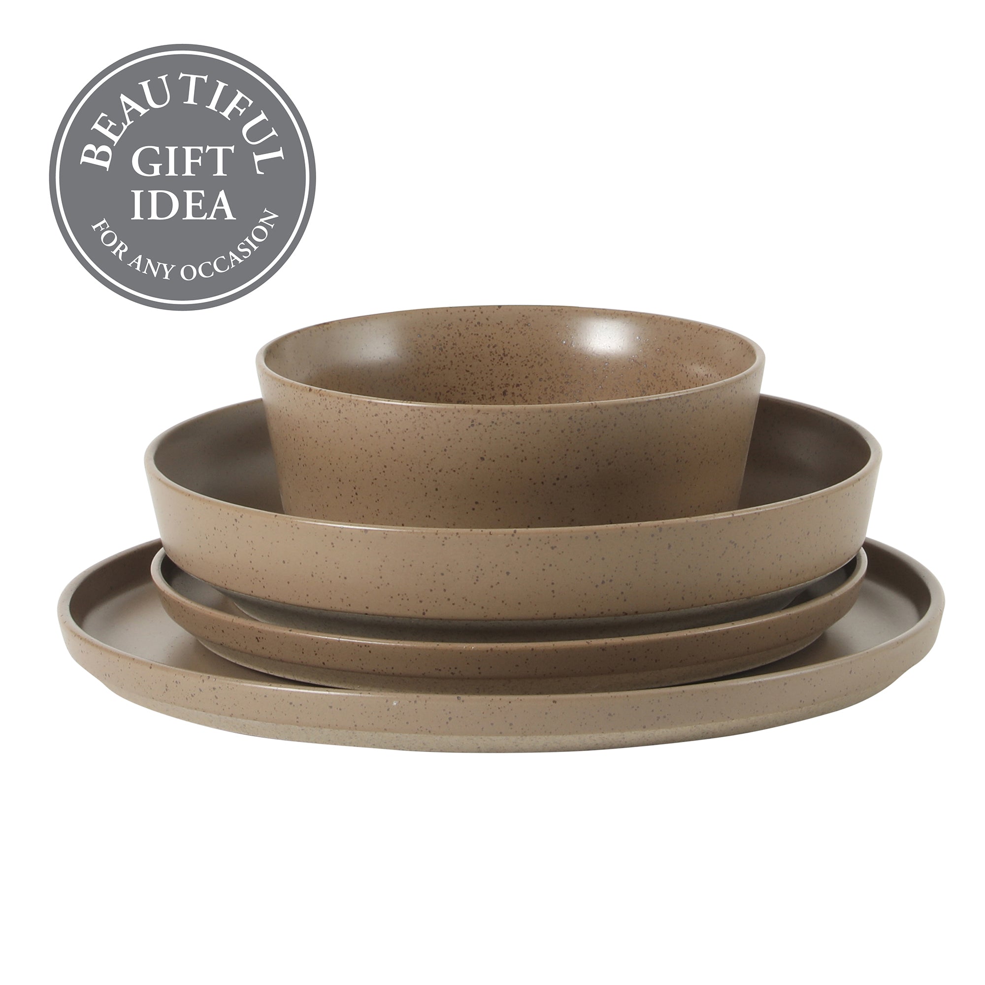 Gibson Elite Overbrook 16-Piece Pottery Clay Stoneware Dinnerware Set –  Reactive Glaze, Stackable Plates and Bowls w/ Pasta Bowl, Service for 4 – Microwave & Dishwasher Safe