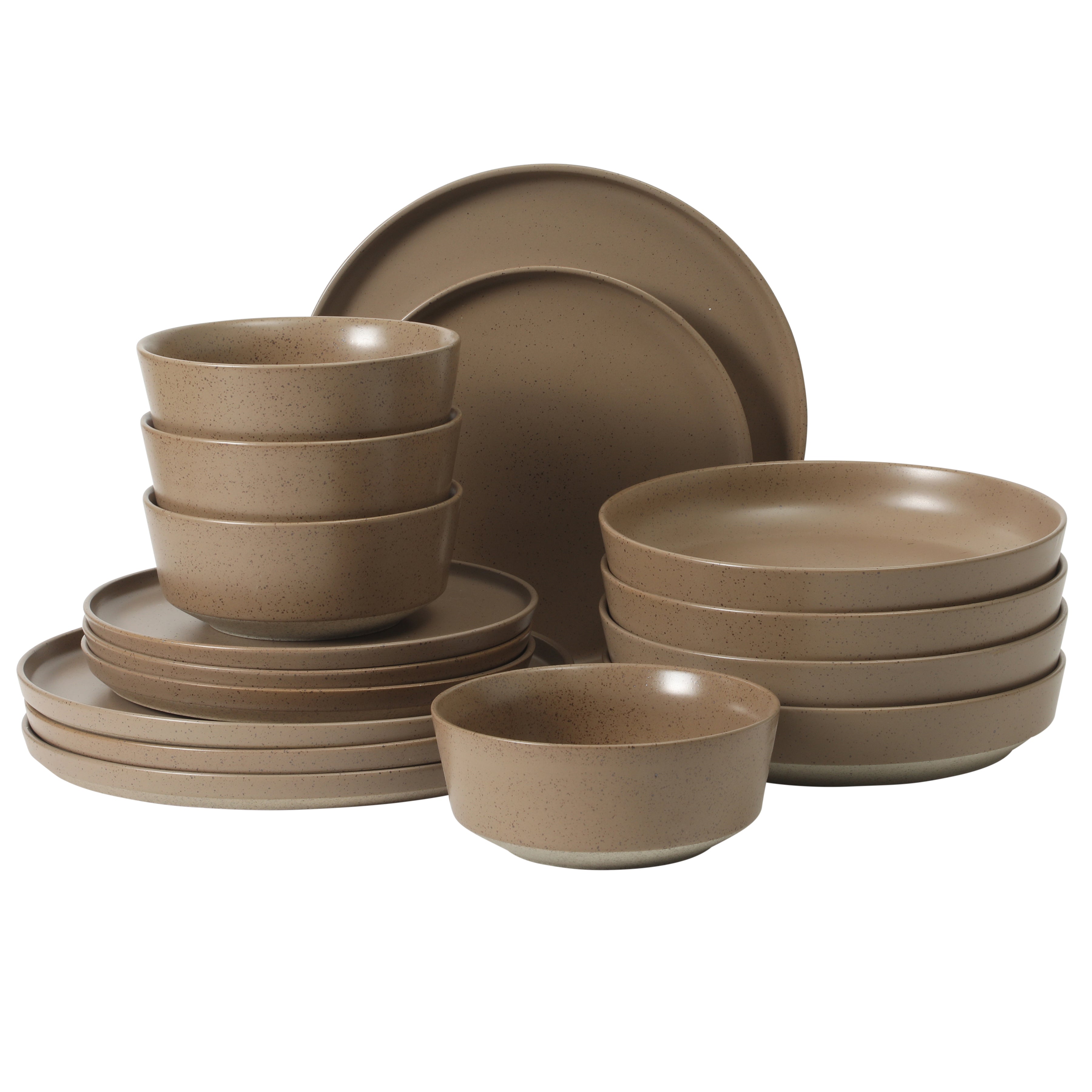 Gibson Elite Overbrook 16-Piece Pottery Clay Stoneware Dinnerware Set –  Reactive Glaze, Stackable Plates and Bowls w/ Pasta Bowl, Service for 4 – Microwave & Dishwasher Safe