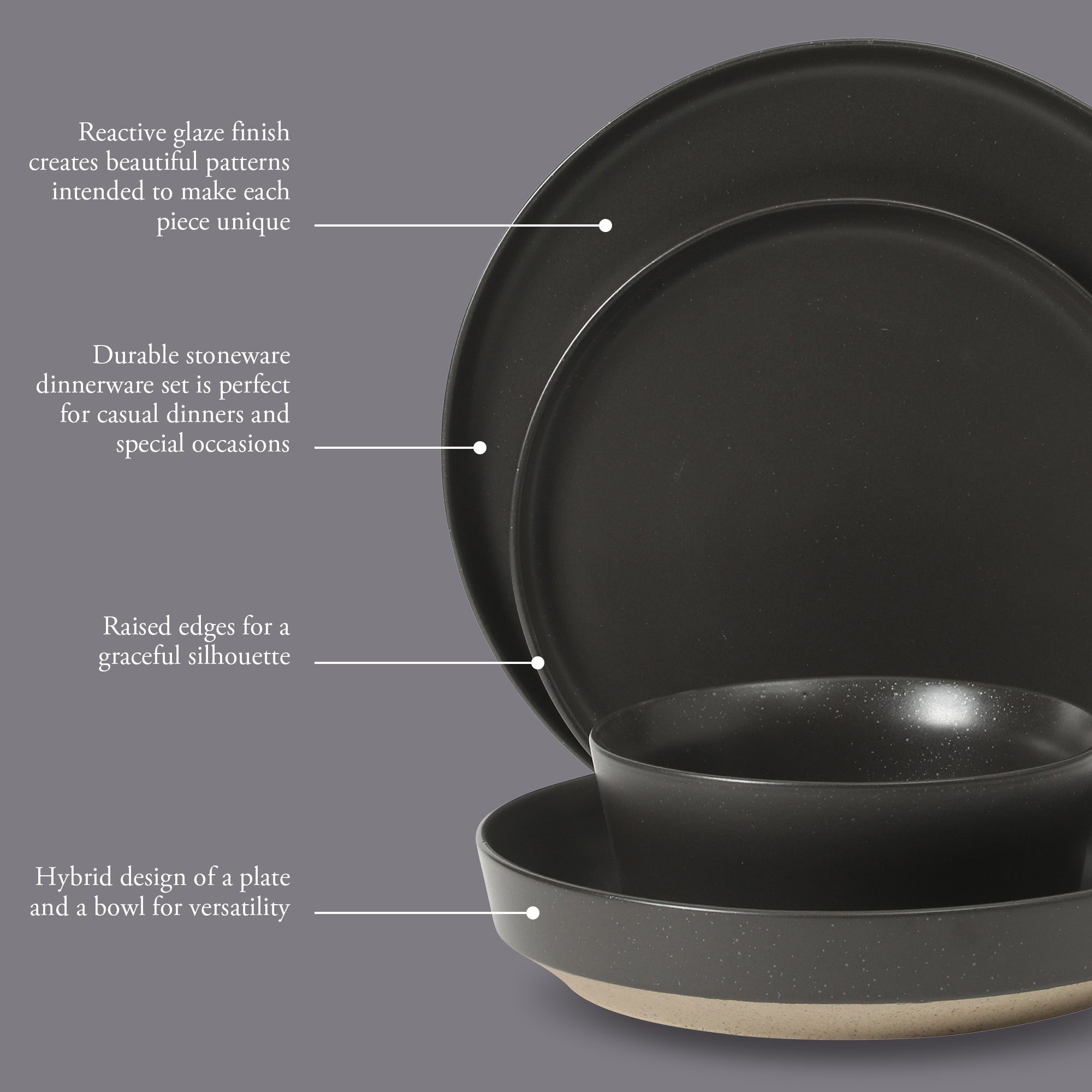 Gibson Elite Overbrook 16-Piece Pottery Clay Stoneware Dinnerware Set –  Reactive Glaze, Stackable Plates and Bowls w/ Pasta Bowl, Service for 4 – Microwave & Dishwasher Safe