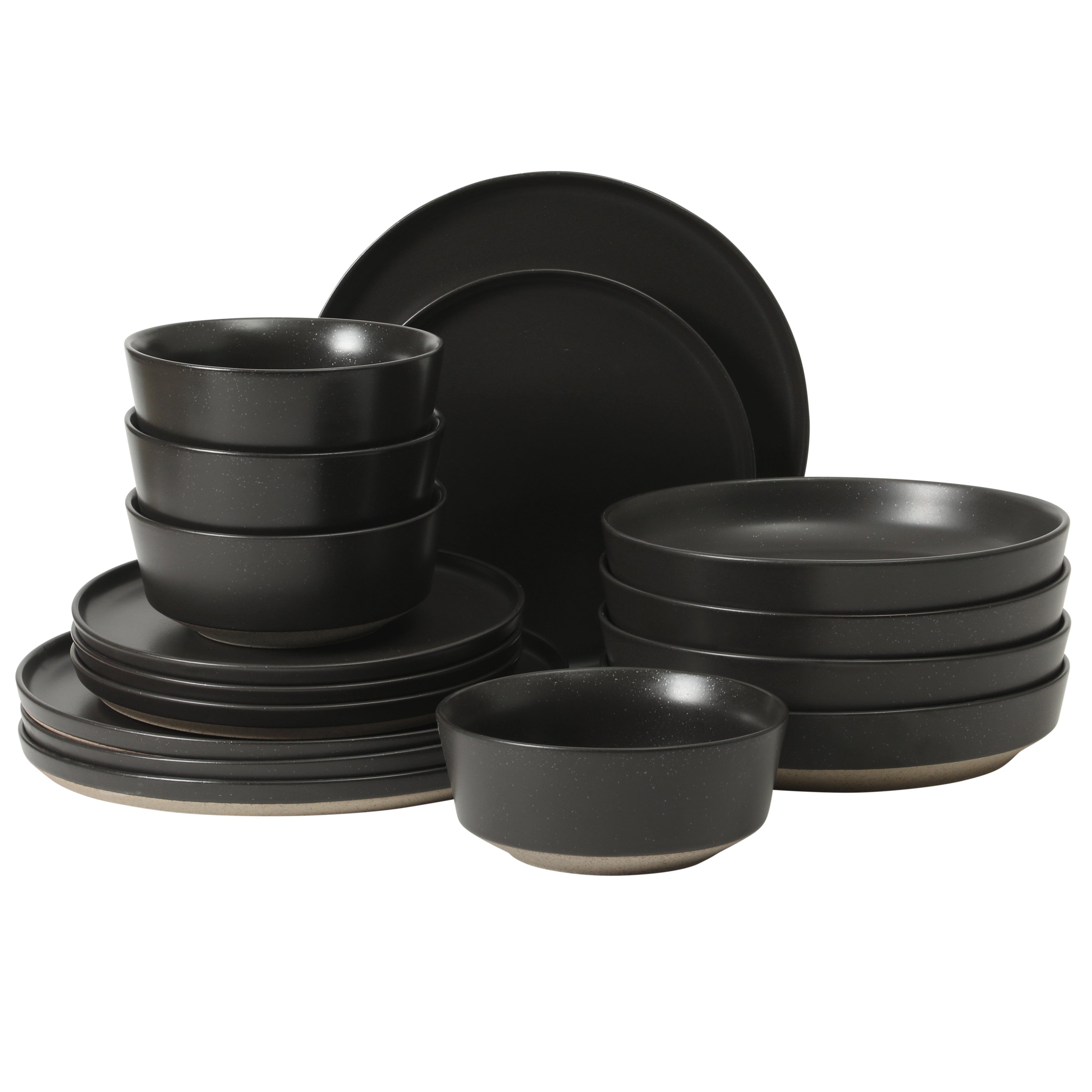 Gibson Elite Overbrook 16-Piece Pottery Clay Stoneware Dinnerware Set –  Reactive Glaze, Stackable Plates and Bowls w/ Pasta Bowl, Service for 4 – Microwave & Dishwasher Safe