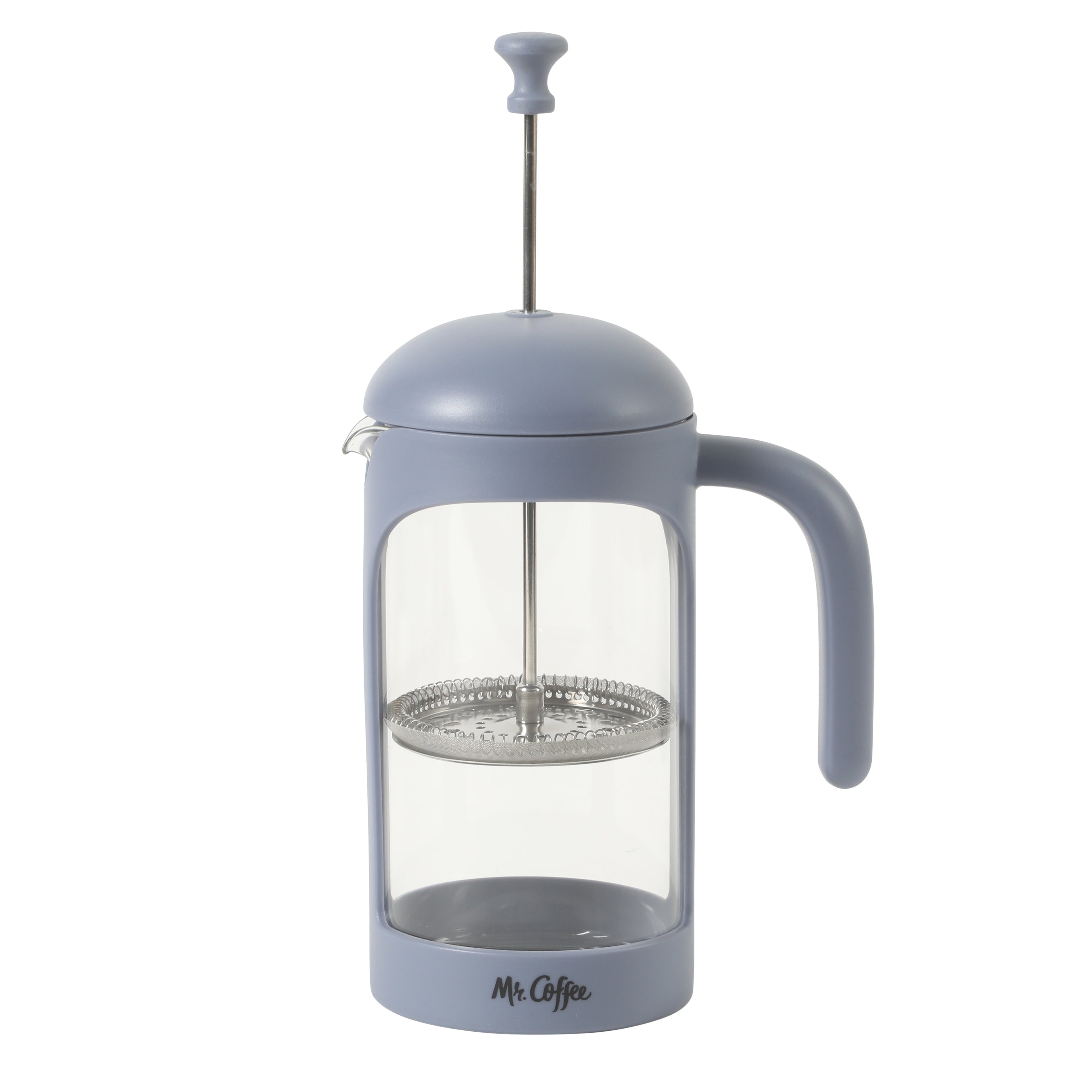 Mr. Coffee Retro Brew French Press Coffee Maker, 31 oz. Glass Carafe with High Heat Resistant Durable Borosilicate Glass & Colorful Frame and Plunger, Includes Coffee Scoop