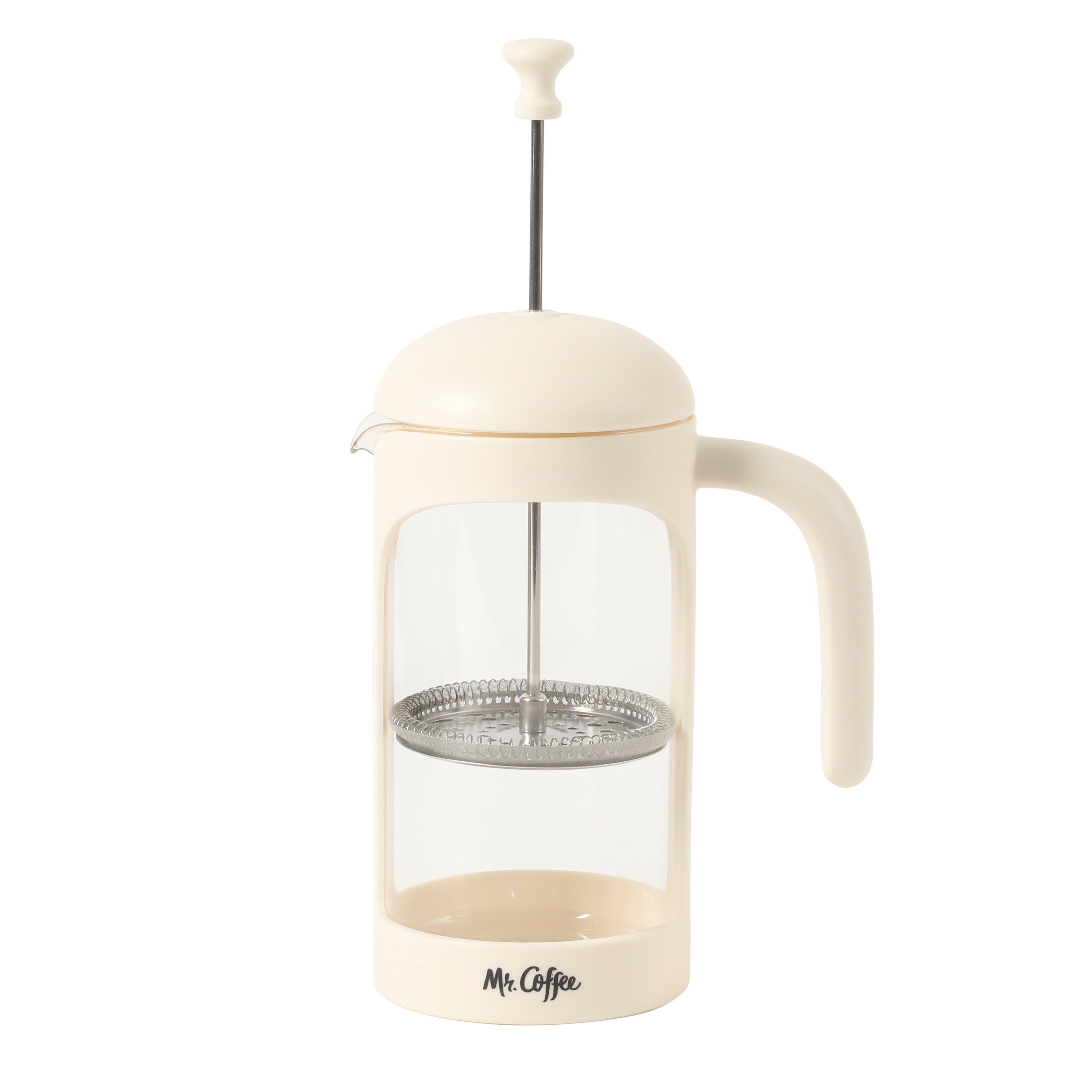 Mr. Coffee Retro Brew French Press Coffee Maker, 31 oz. Glass Carafe with High Heat Resistant Durable Borosilicate Glass & Colorful Frame and Plunger, Includes Coffee Scoop