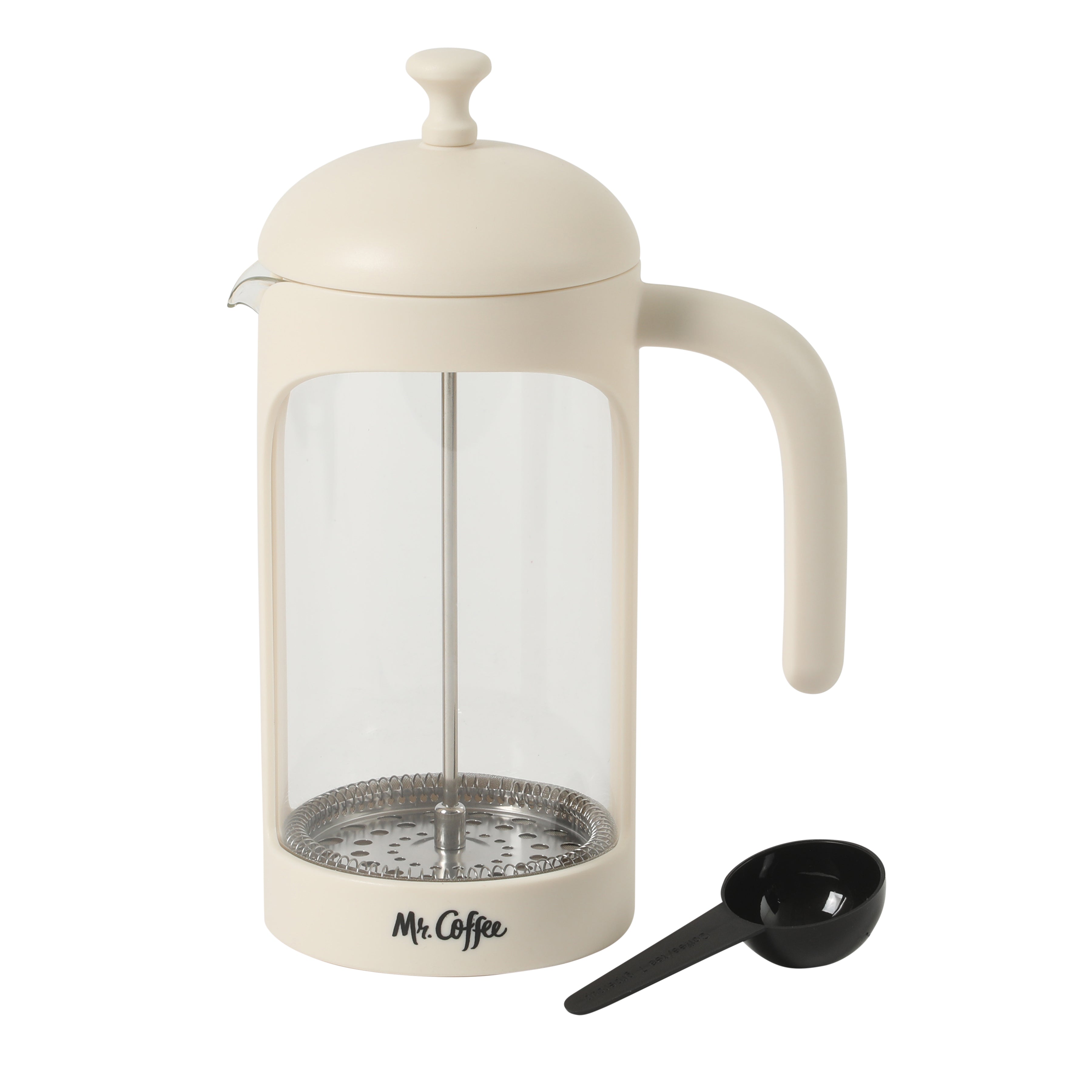 Mr. Coffee Retro Brew French Press Coffee Maker, 31 oz. Glass Carafe with High Heat Resistant Durable Borosilicate Glass & Colorful Frame and Plunger, Includes Coffee Scoop
