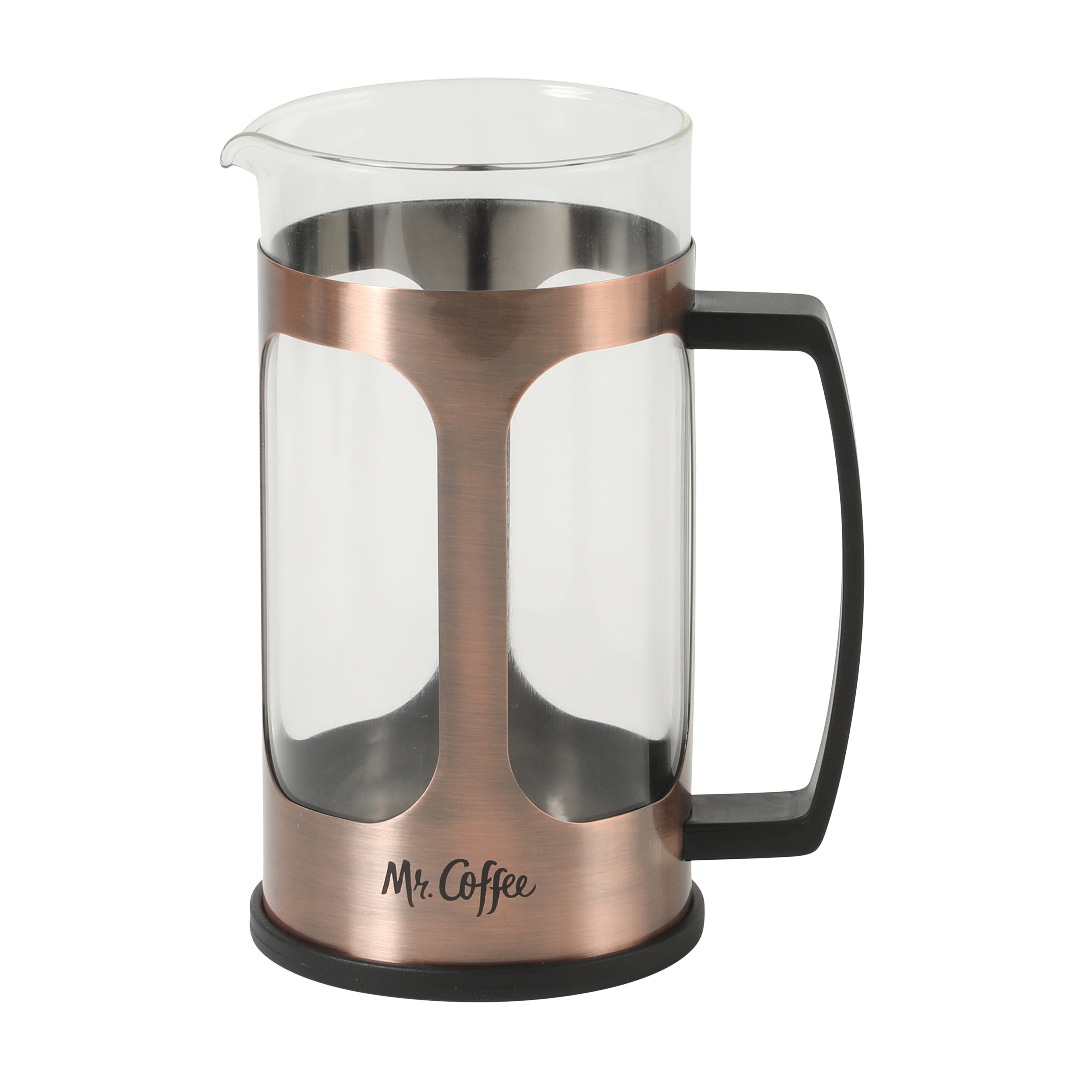 Mr. Coffee Daily Brew French Press Coffee Maker, 30 oz Glass Carafe with High Heat Resistant Durable Borasilicate Glass & Metal Frame and Plunger, Includes Coffee Scoop