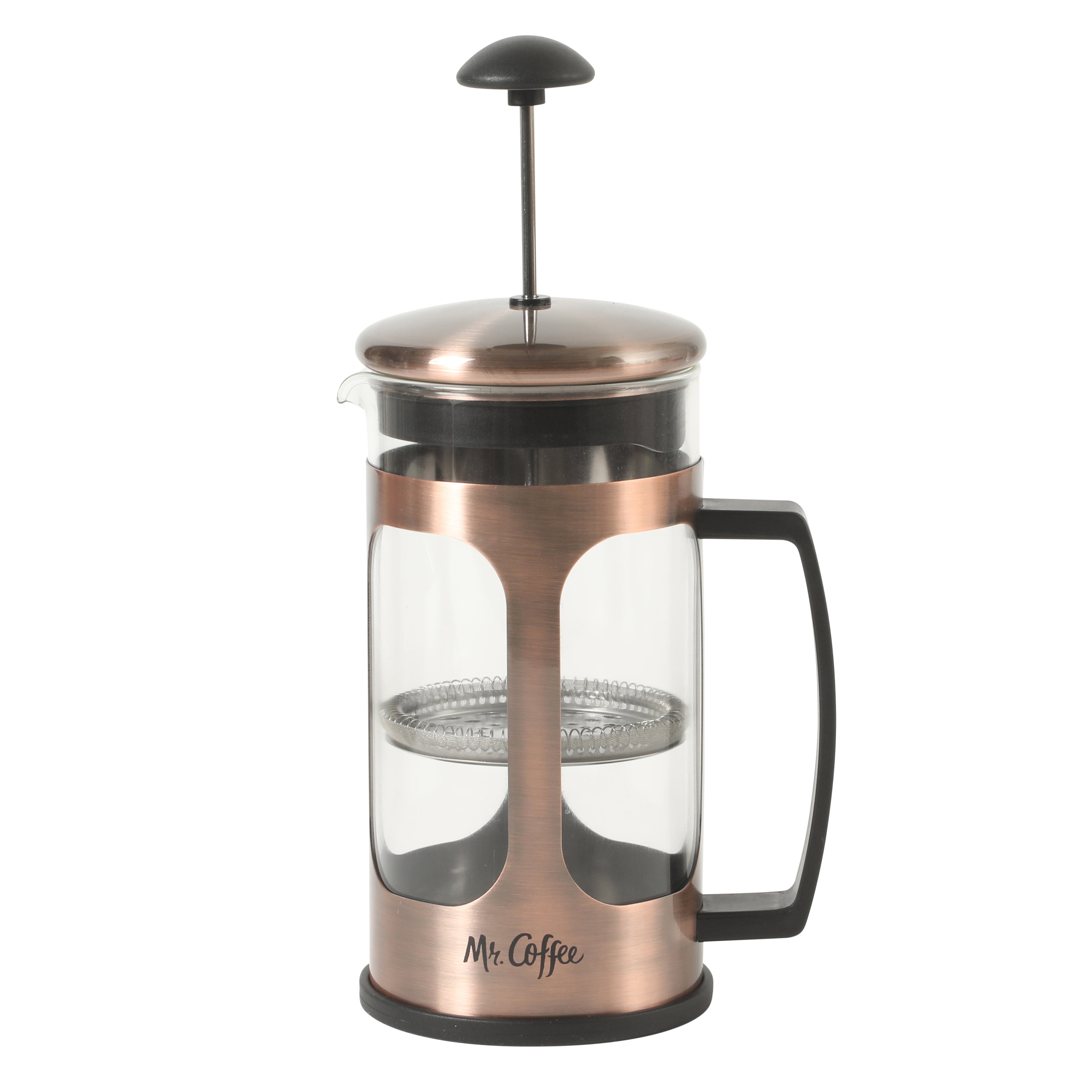 Mr. Coffee Daily Brew French Press Coffee Maker, 30 oz Glass Carafe with High Heat Resistant Durable Borasilicate Glass & Metal Frame and Plunger, Includes Coffee Scoop