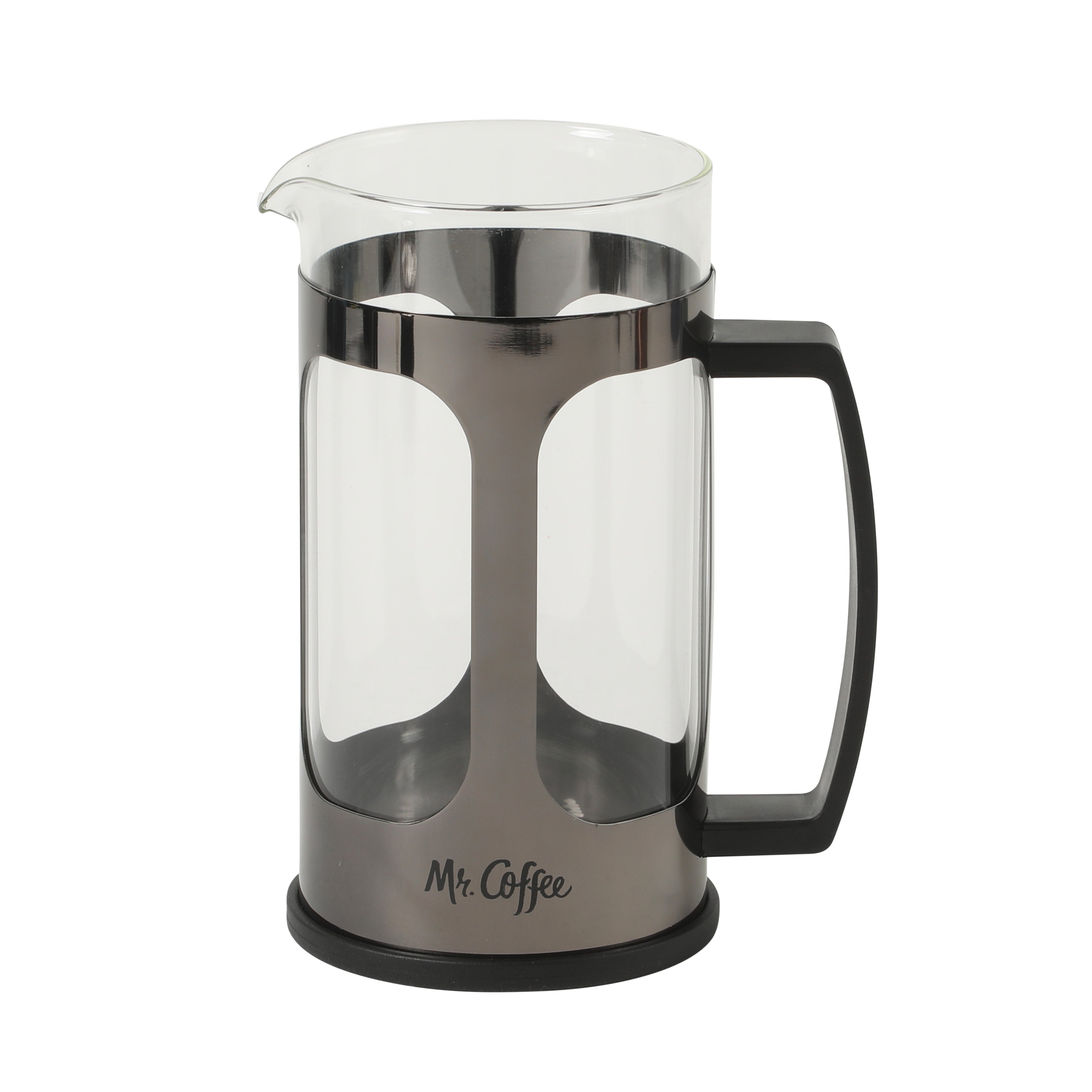 Mr. Coffee Daily Brew French Press Coffee Maker, 30 oz Glass Carafe with High Heat Resistant Durable Borasilicate Glass & Metal Frame and Plunger, Includes Coffee Scoop