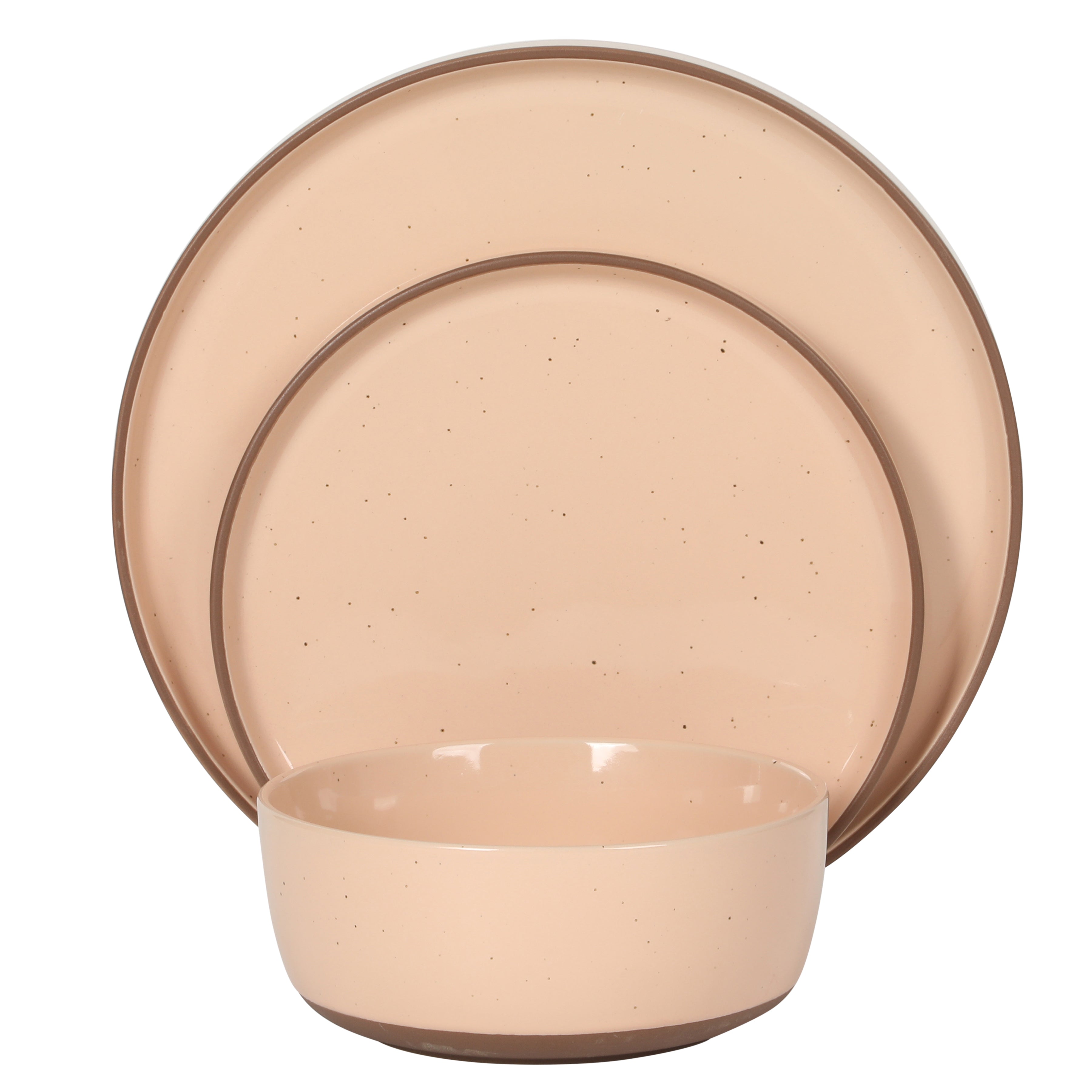 Gibson Elite Northrock Stoneware Dinnerware Set, 16-Piece Service for 4 Plates and Bowls Set – Dishes with Hand-Painted Terracotta Base