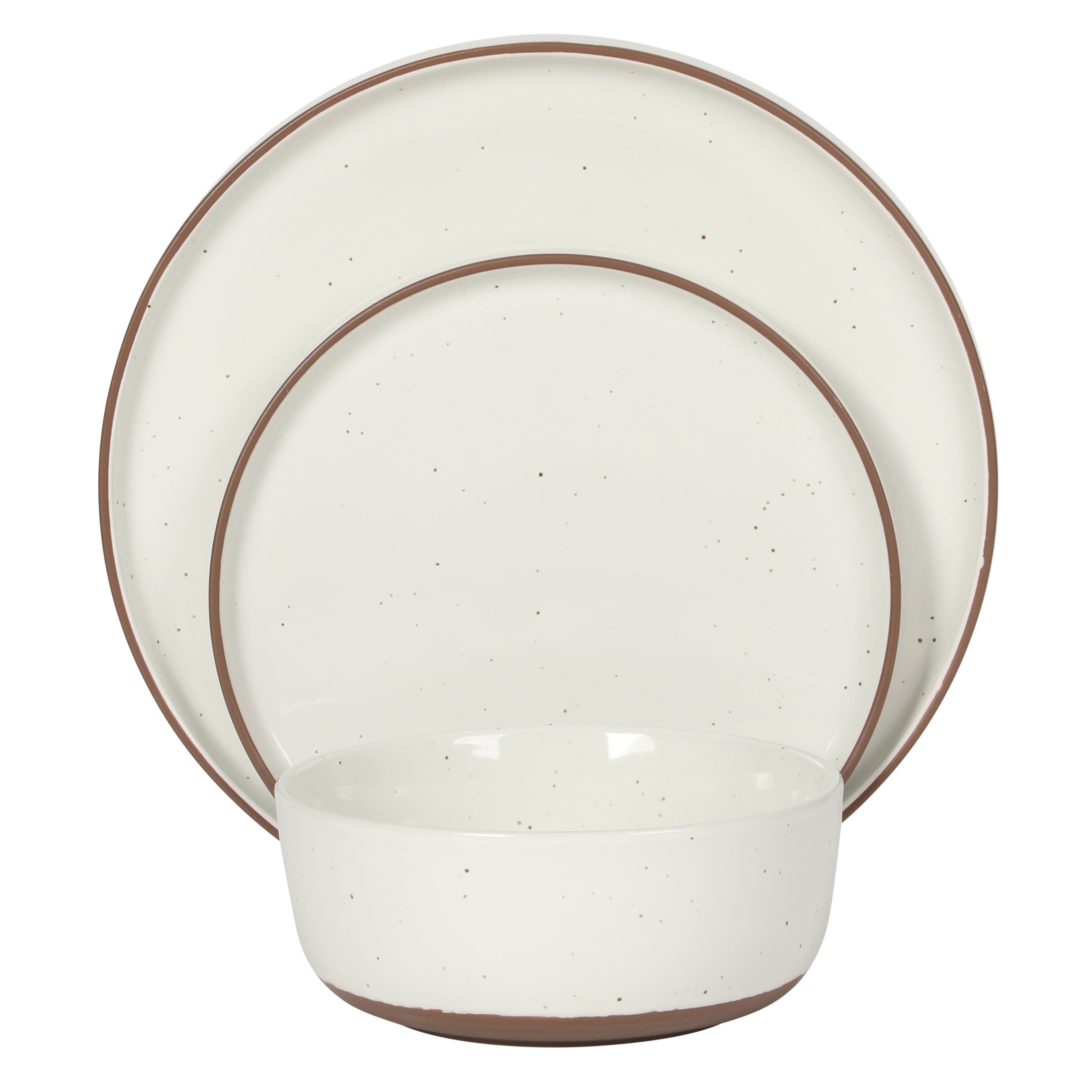 Gibson Elite Northrock Stoneware Dinnerware Set, 16-Piece Service for 4 Plates and Bowls Set – Dishes with Hand-Painted Terracotta Base
