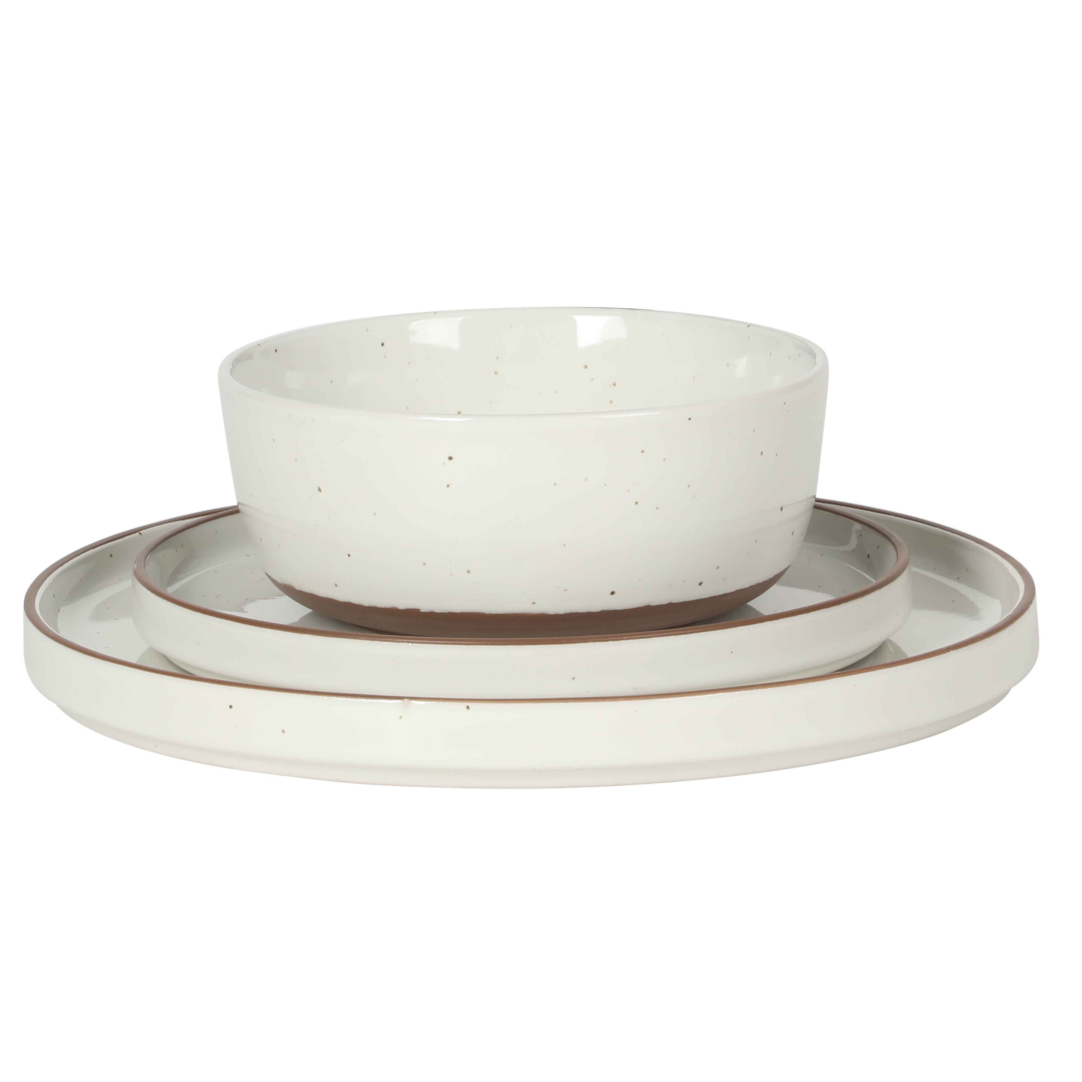 Gibson Elite Northrock Stoneware Dinnerware Set, 16-Piece Service for 4 Plates and Bowls Set – Dishes with Hand-Painted Terracotta Base
