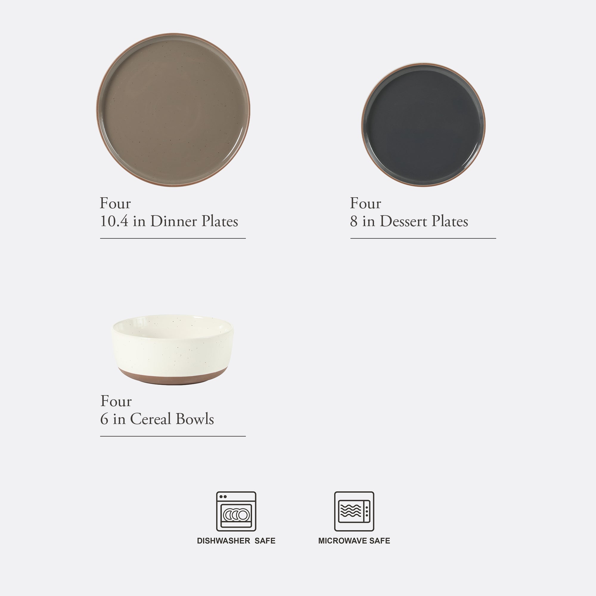 Gibson Elite Northrock Stoneware Dinnerware Set, 16-Piece Service for 4 Plates and Bowls Set – Dishes with Hand-Painted Terracotta Base