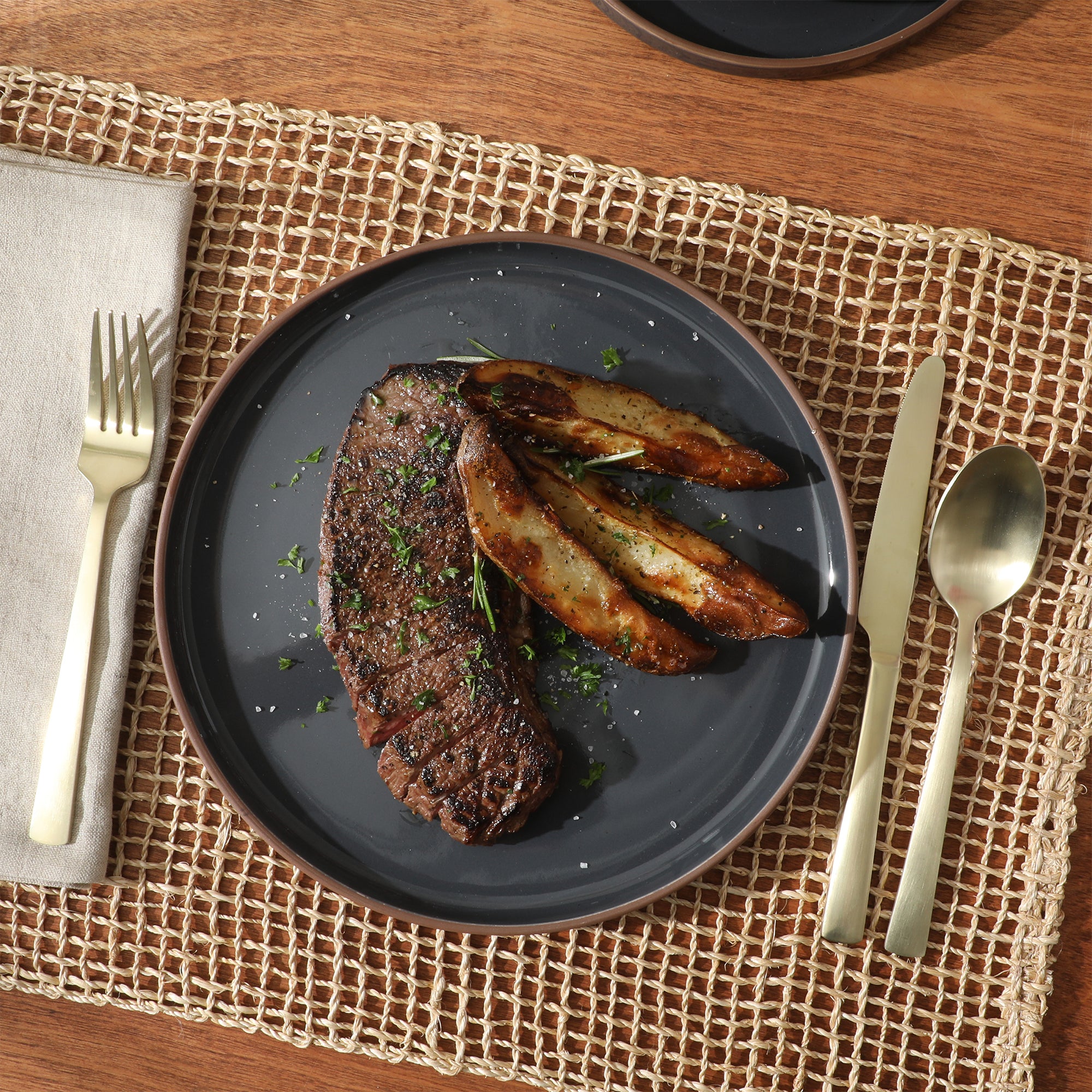 Gibson Elite Northrock Stoneware Dinnerware Set, 16-Piece Service for 4 Plates and Bowls Set – Dishes with Hand-Painted Terracotta Base