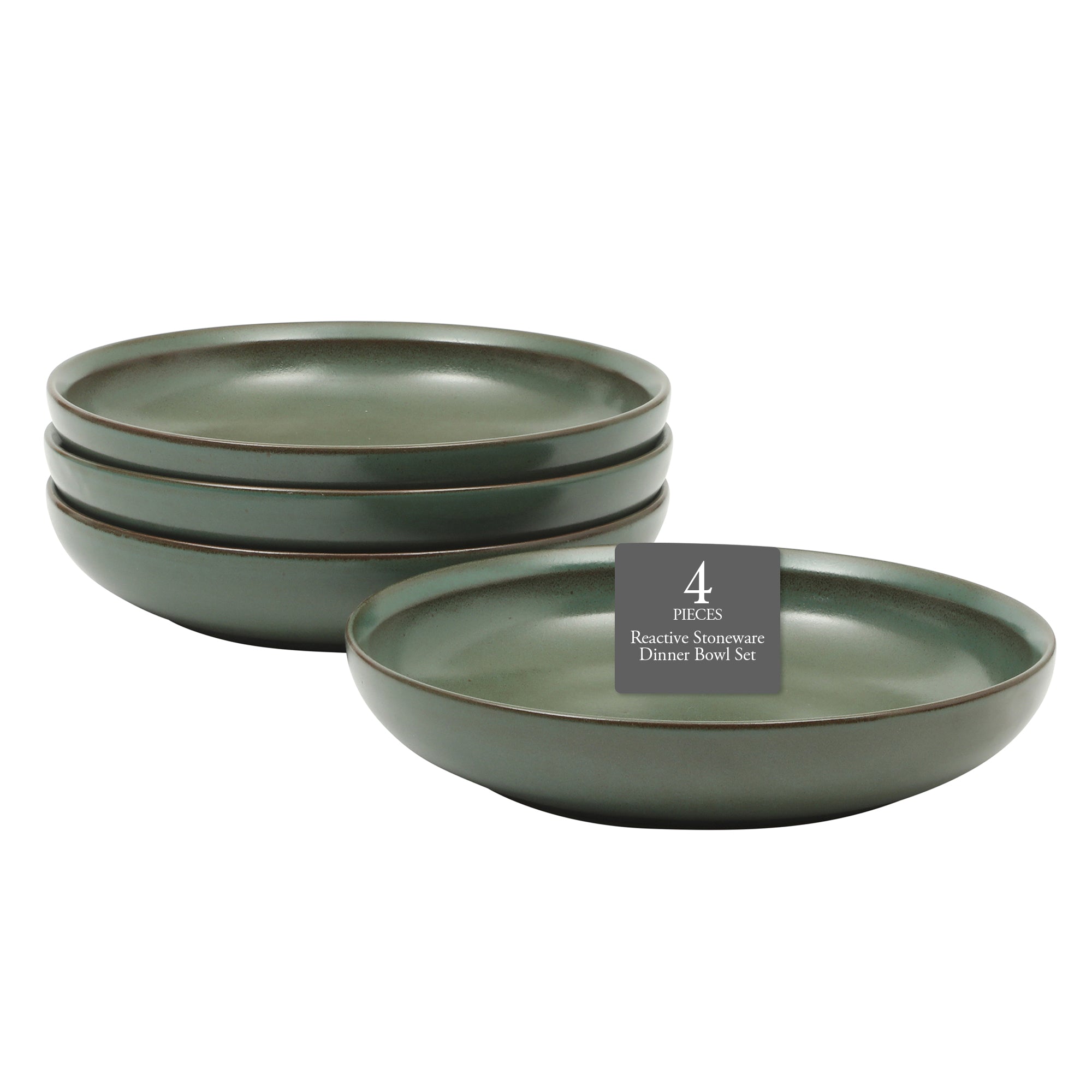 Gibson Elite Beckett 4-Piece Dinner Bowl Set – Reactive Glaze Stoneware – Shallow Pasta Bowls – Wide-Rim Round Design – Microwave & Dishwasher Safe
