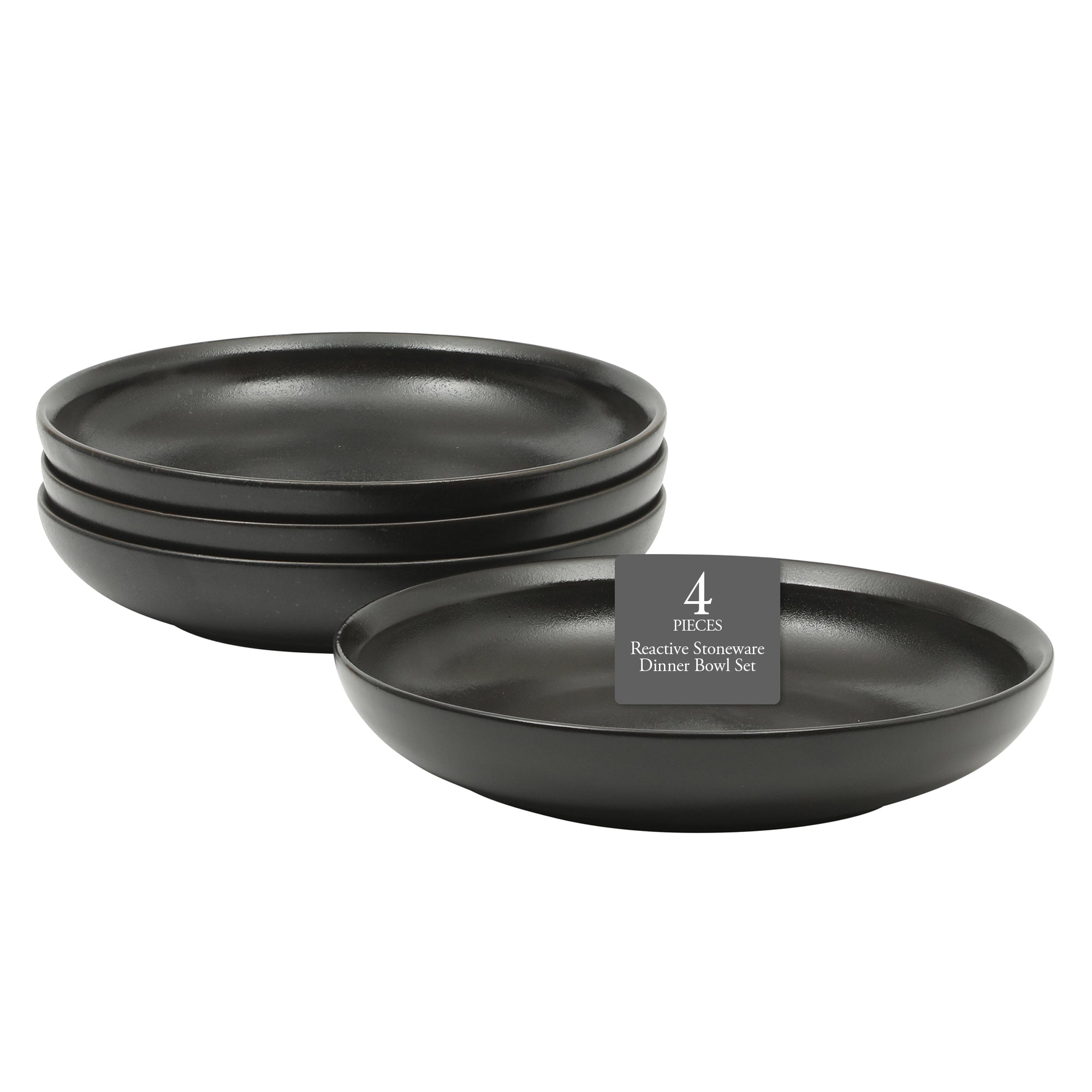 Gibson Elite Beckett 4-Piece Dinner Bowl Set – Reactive Glaze Stoneware – Shallow Pasta Bowls – Wide-Rim Round Design – Microwave & Dishwasher Safe