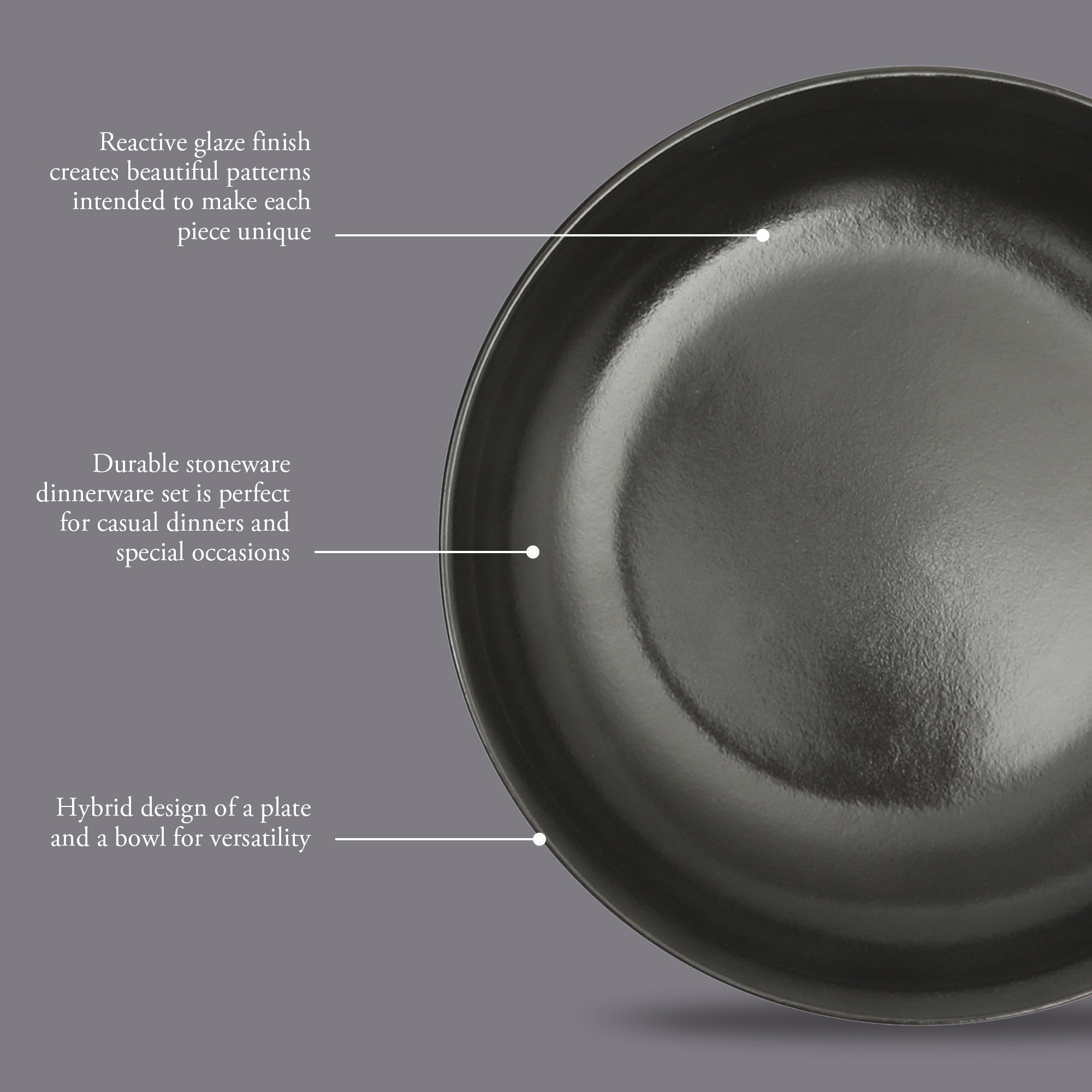 Gibson Elite Beckett 4-Piece Dinner Bowl Set – Reactive Glaze Stoneware – Shallow Pasta Bowls – Wide-Rim Round Design – Microwave & Dishwasher Safe