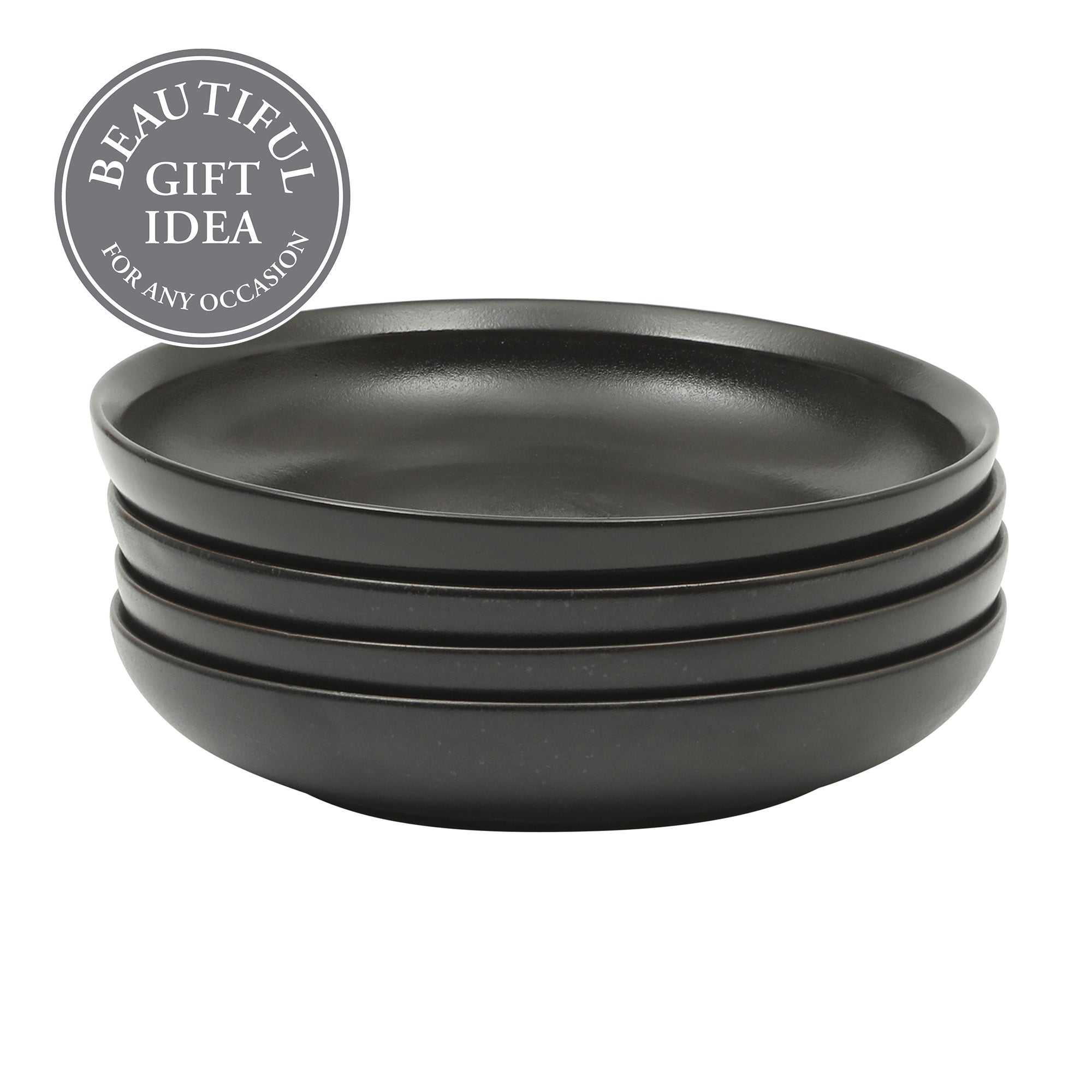Gibson Elite Beckett 4-Piece Dinner Bowl Set – Reactive Glaze Stoneware – Shallow Pasta Bowls – Wide-Rim Round Design – Microwave & Dishwasher Safe