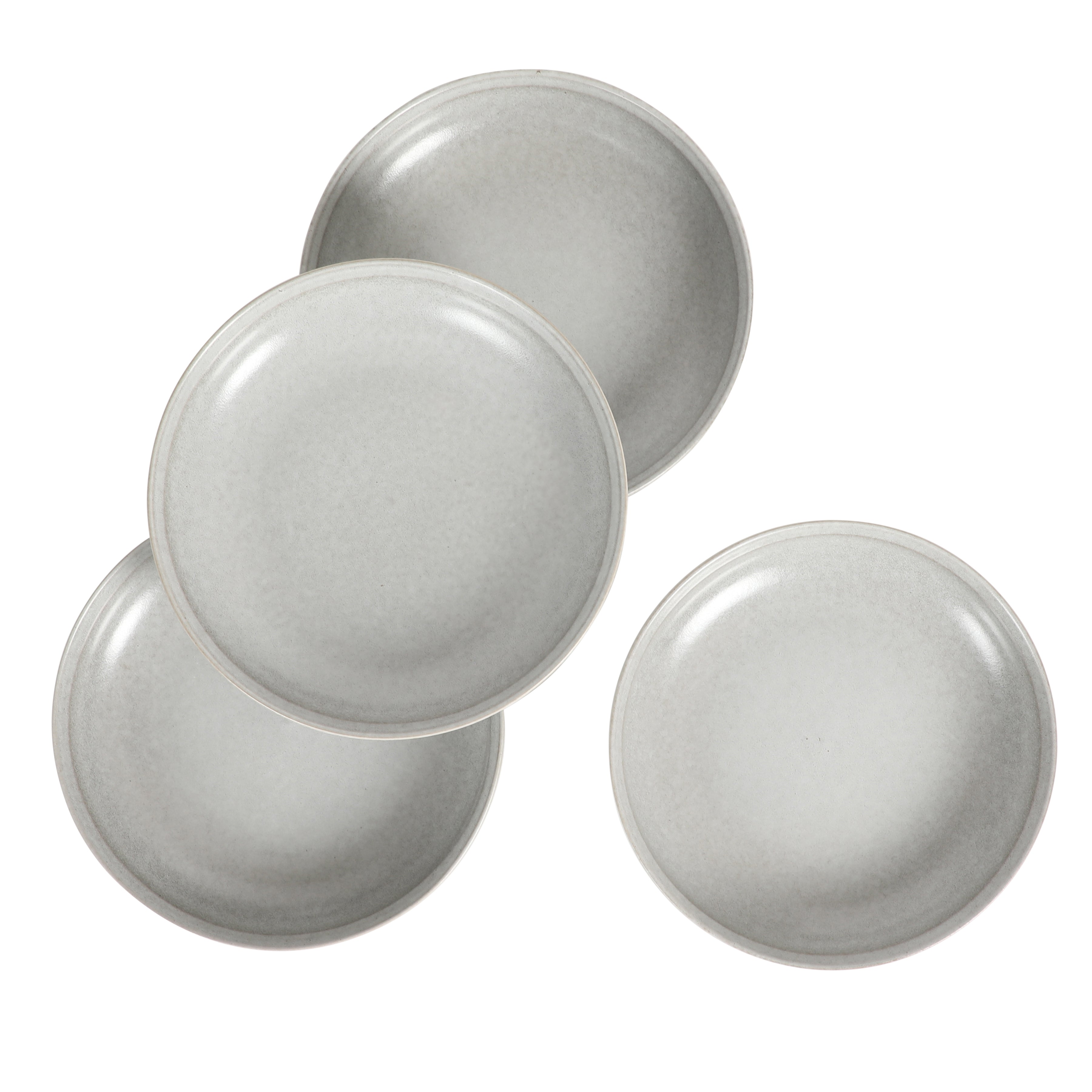 Gibson Elite Beckett 4-Piece Ash White Dinner Bowl Set – Reactive Glaze Stoneware – Shallow Pasta Bowls – Round Wide-Rim Design – Microwave & Dishwasher Safe