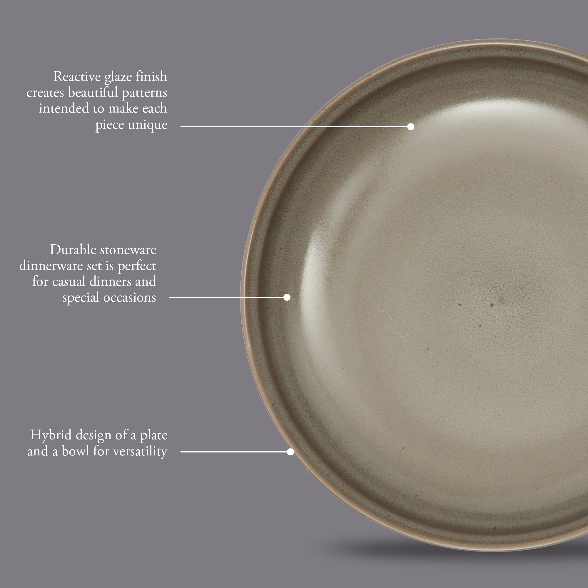 Gibson Elite Beckett 4-Piece Dinner Bowl Set – Reactive Glaze Stoneware – Shallow Pasta Bowls – Wide-Rim Round Design – Microwave & Dishwasher Safe