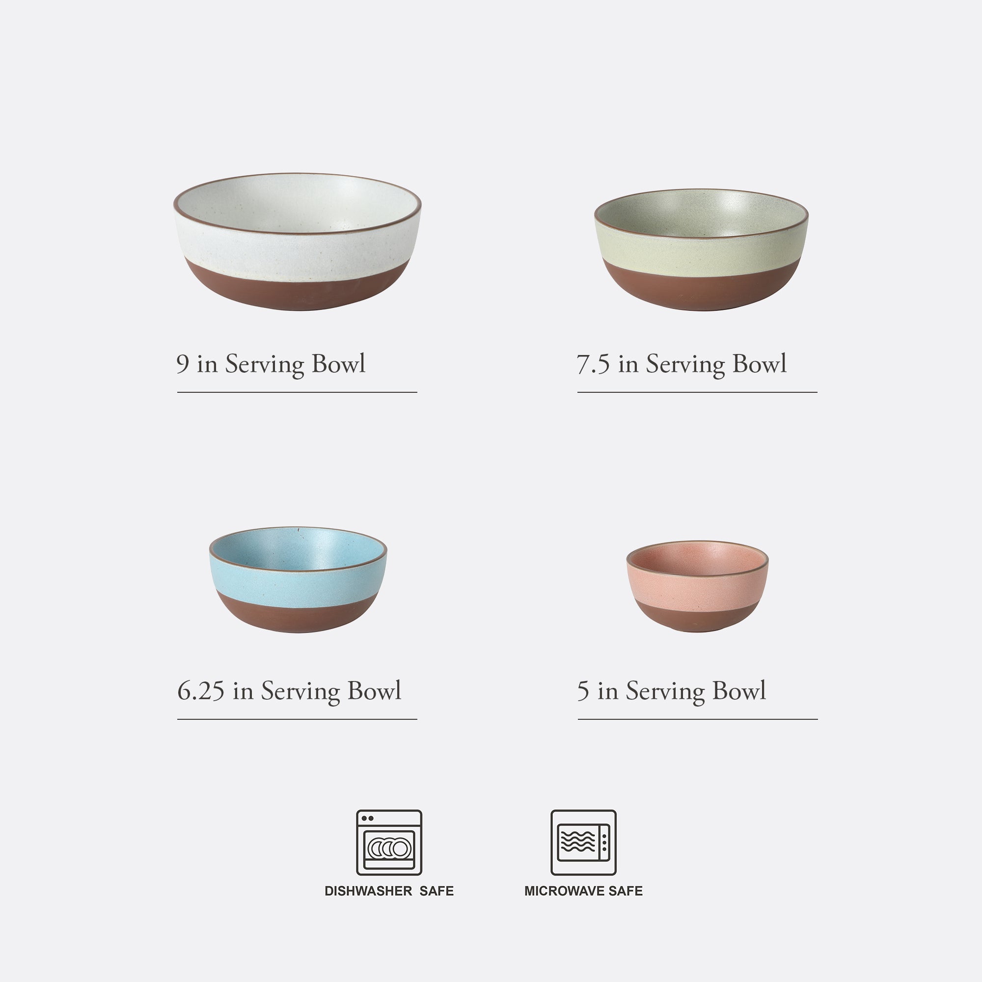 Gibson Elite William Crest 4 Piece Nesting Bowl Set, Round Stoneware Mixing Bowls, Reactive Glaze Finish, 5”, 6.25”, 7.5”, 9”, Prep & Serving Bowls, Microwave & Dishwasher Safe - Green