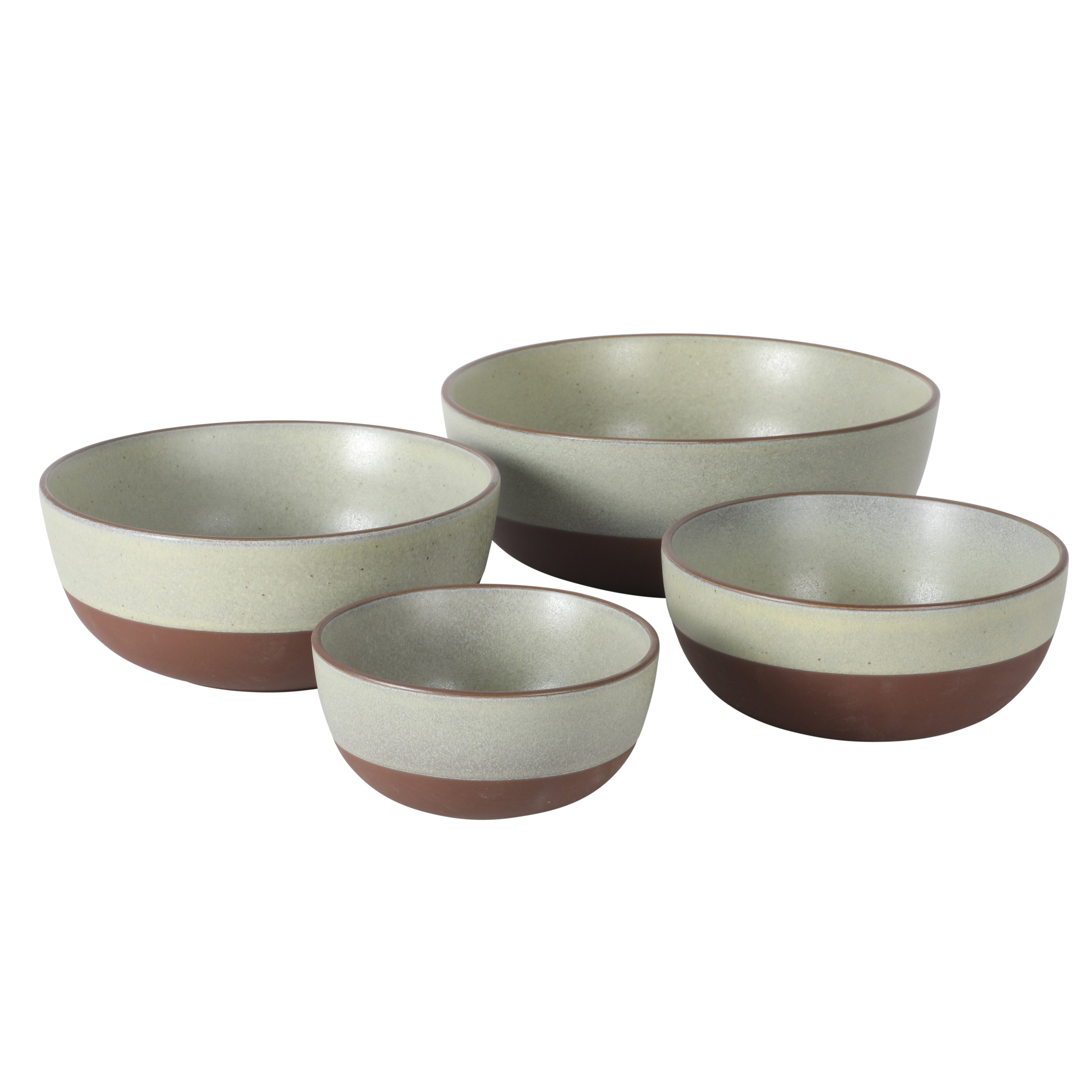 Gibson Elite William Crest 4 Piece Nesting Bowl Set, Round Stoneware Mixing Bowls, Reactive Glaze Finish, 5”, 6.25”, 7.5”, 9”, Prep & Serving Bowls, Microwave & Dishwasher Safe - Green