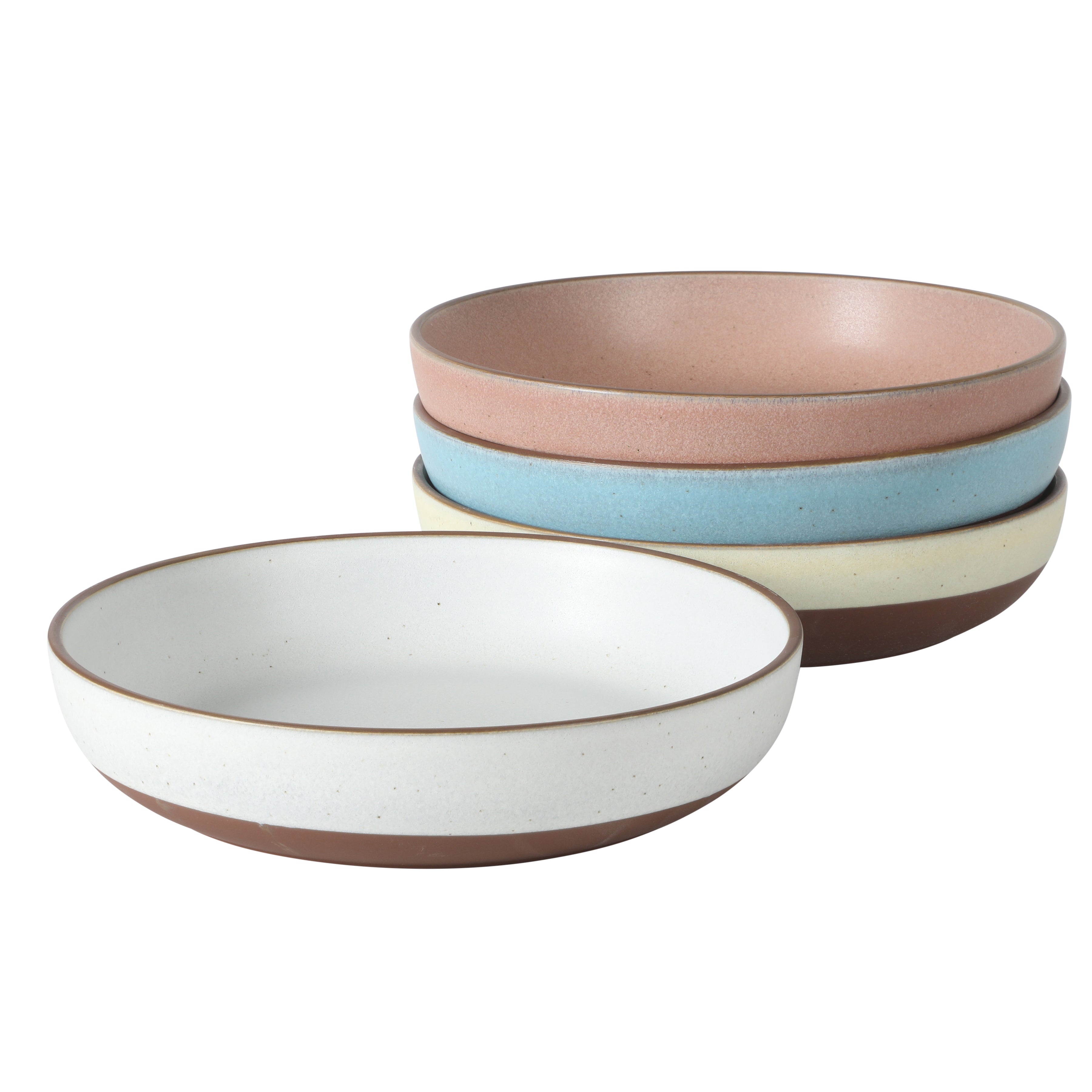 Gibson Elite William Crest 4 Piece Dinner Bowl Set, 8.5” Round Stoneware Bowls, Reactive Glaze Finish, Large Soup, Pasta & Salad Bowls, Microwave & Dishwasher Safe