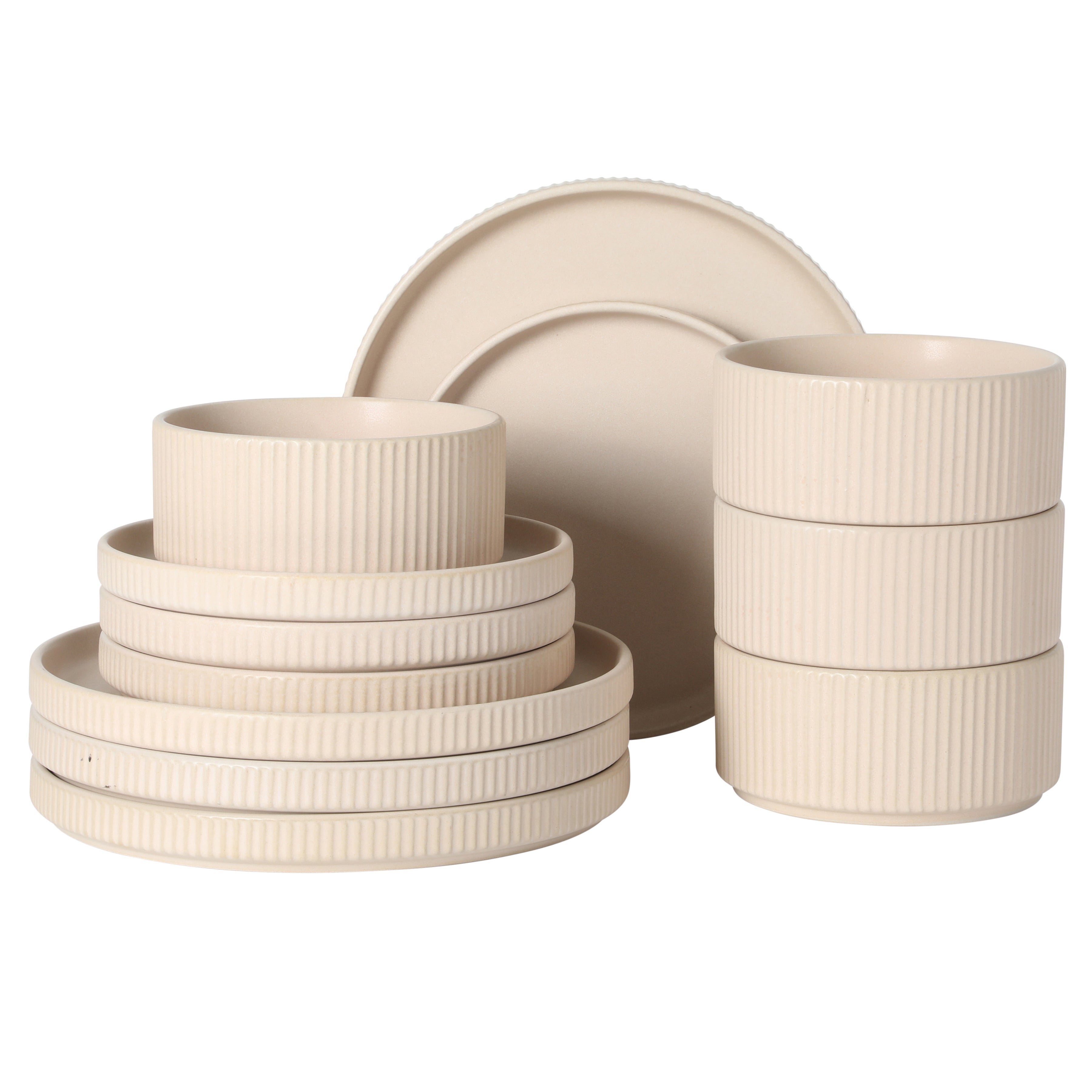 Gibson Elite Townscape Plates and Bowls 12 Piece Dinnerware Set