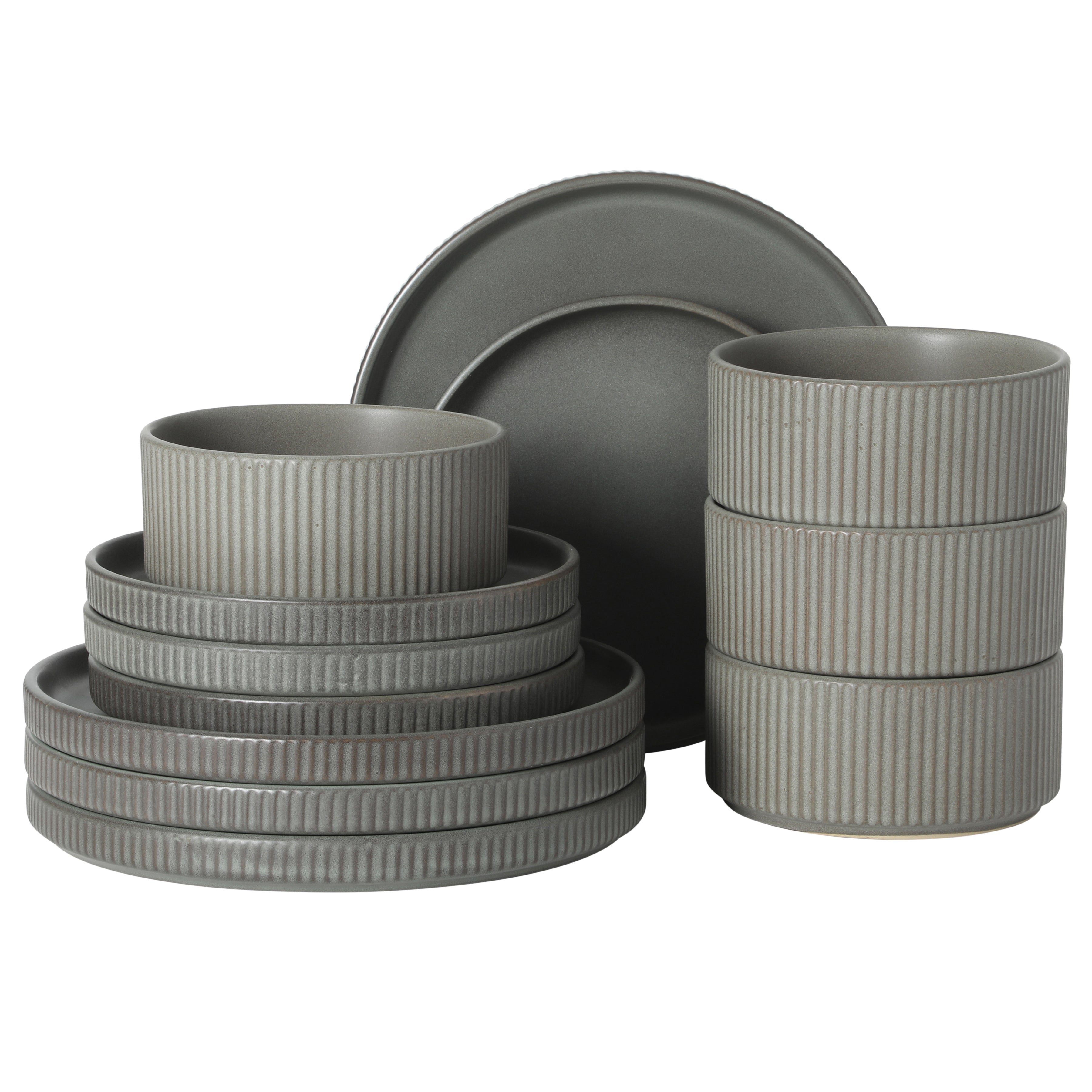 Gibson Elite Townscape Plates and Bowls 12 Piece Dinnerware Set