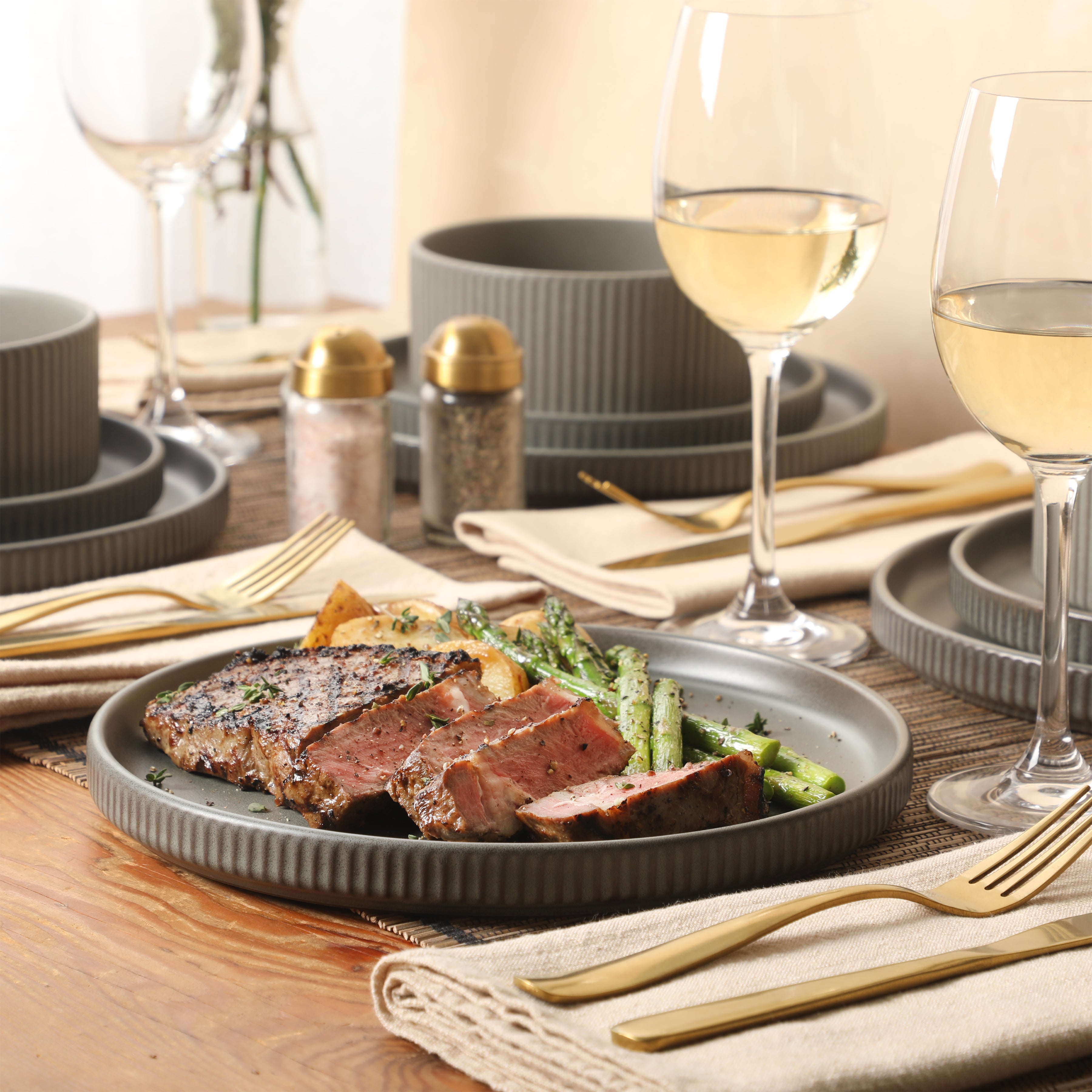 Gibson Elite Townscape Plates and Bowls 12 Piece Dinnerware Set