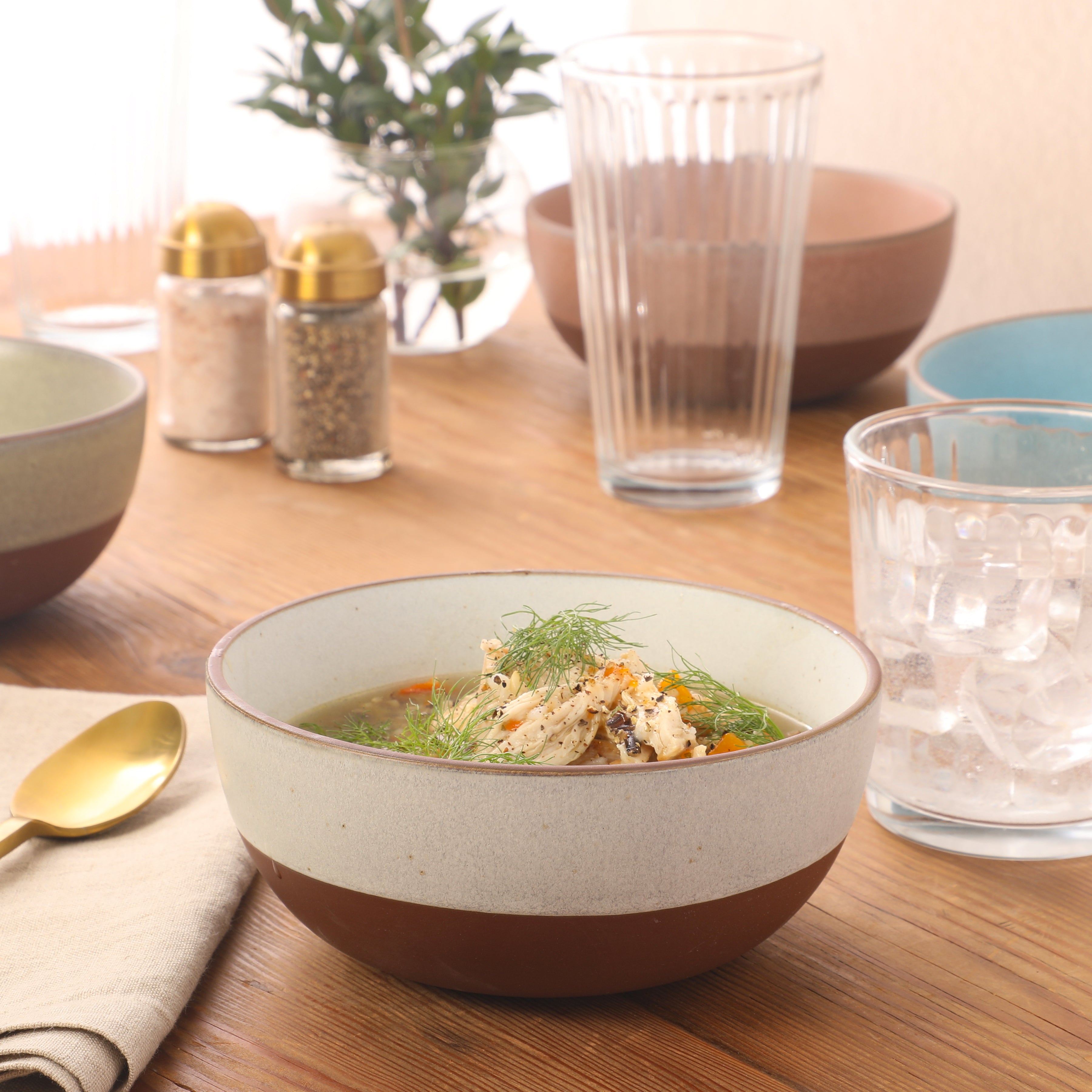 Gibson Elite William Crest 4 Piece Cereal Bowl Set, 6.25” Round Stoneware Bowls, Reactive Glaze Finish, Soup, Dessert & Snack Bowls, Microwave & Dishwasher Safe