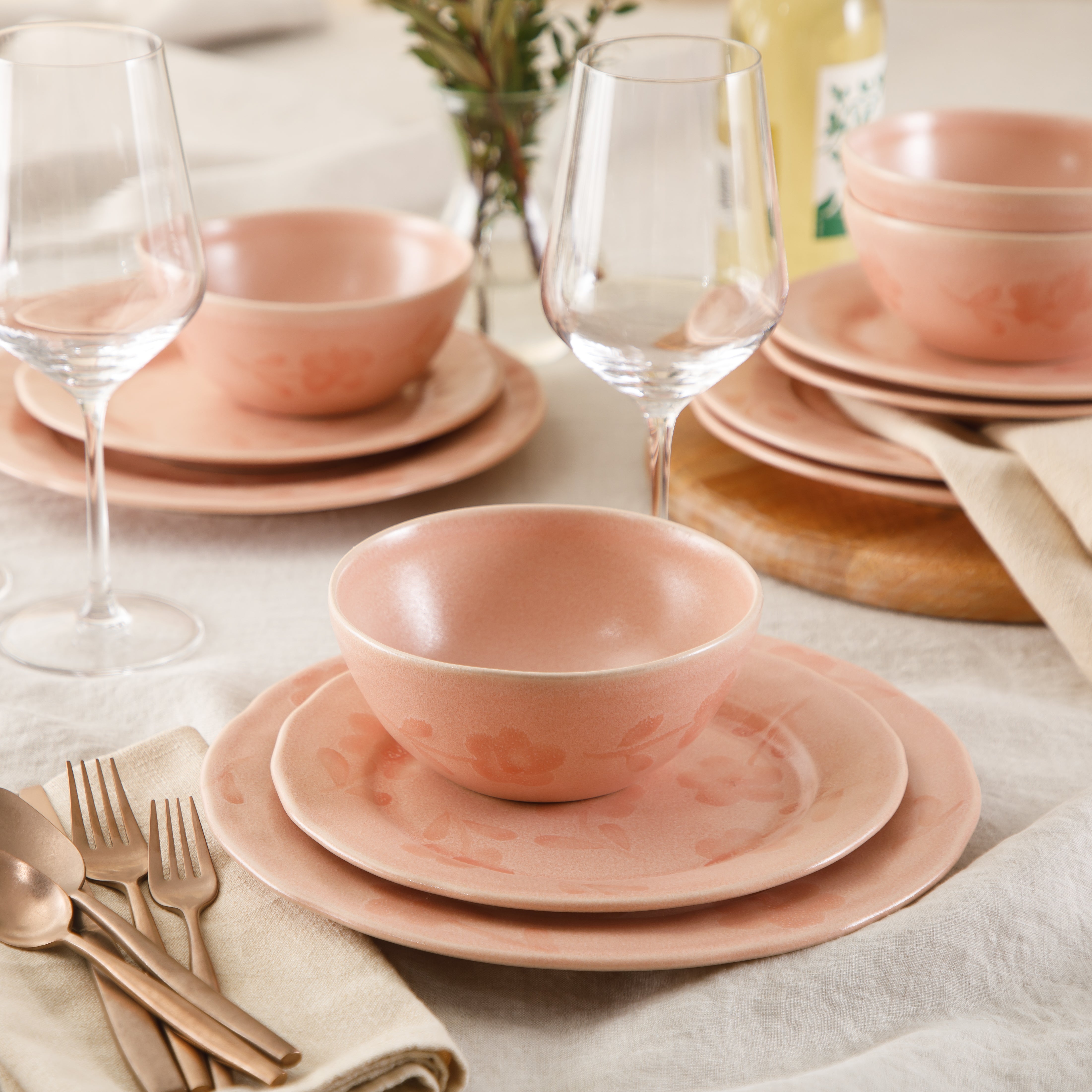 Bloomhouse - 2 Time Oprah's Favorite Things - Made in Portugal Hand Painted Dinnerware Set - Porto Petals 12 Piece (Service for 4) Floral Plates and Bowls Set