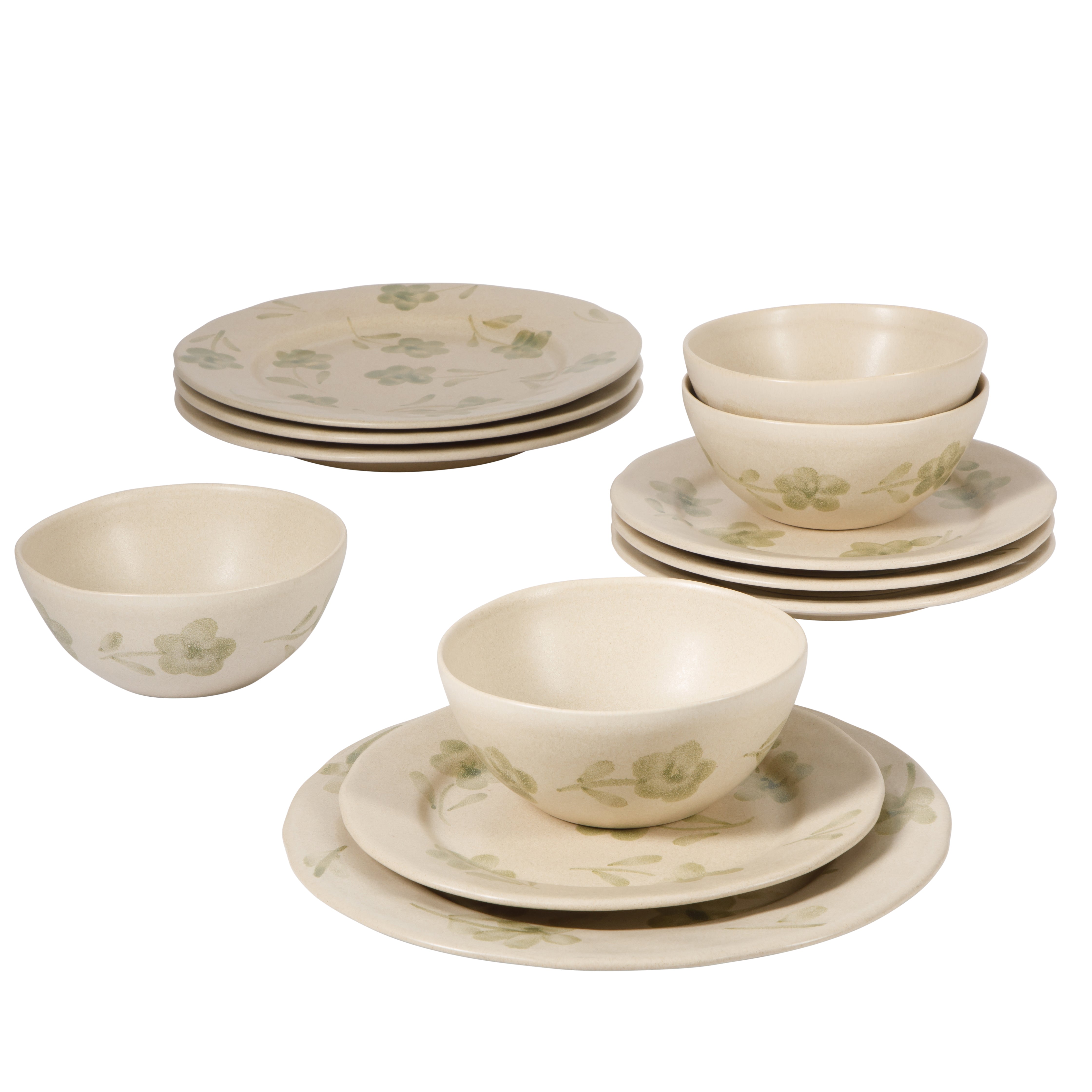 Bloomhouse - 2 Time Oprah's Favorite Things - Made in Portugal Hand Painted Dinnerware Set - Porto Petals 12 Piece (Service for 4) Floral Plates and Bowls Set