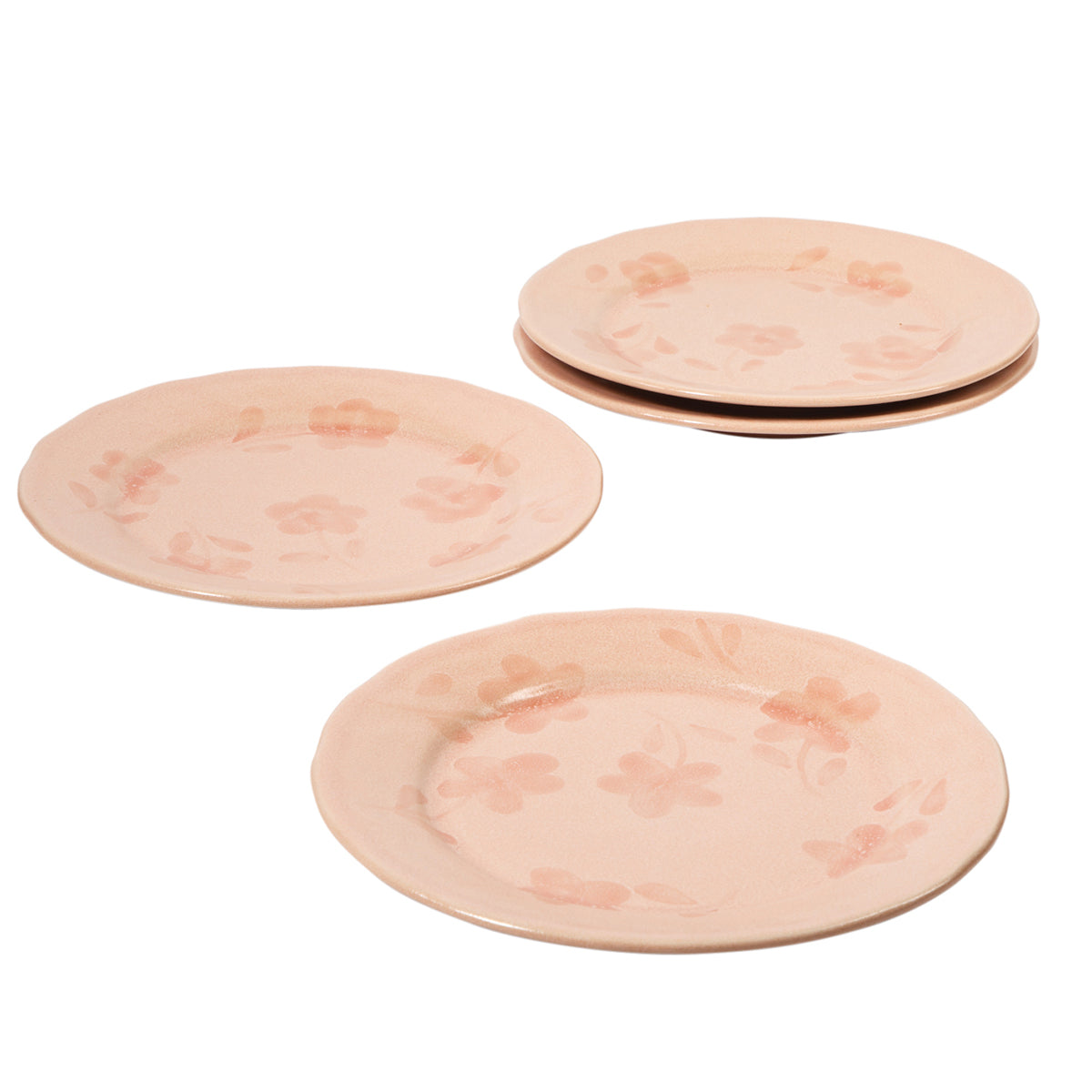 Bloomhouse - 2 Time Oprah's Favorite Things - Made in Portugal Hand Painted 8.6 Inch Salad Plates Set of 4 - Porto Petals Floral Dessert Dish  Set - Lilly Cream