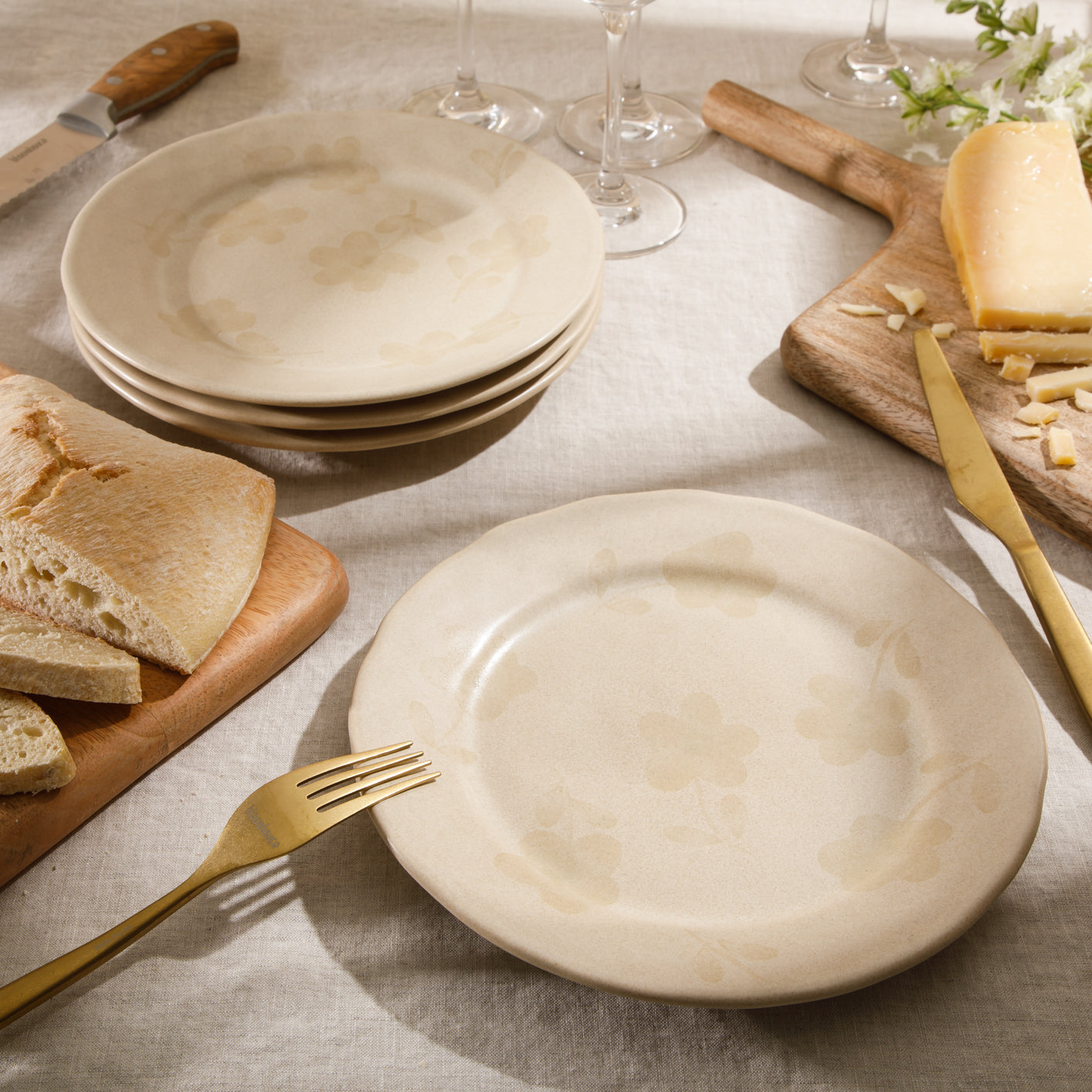 Bloomhouse - 2 Time Oprah's Favorite Things - Made in Portugal Hand Painted 8.6 Inch Salad Plates Set of 4 - Porto Petals Floral Dessert Dish  Set - Lilly Cream