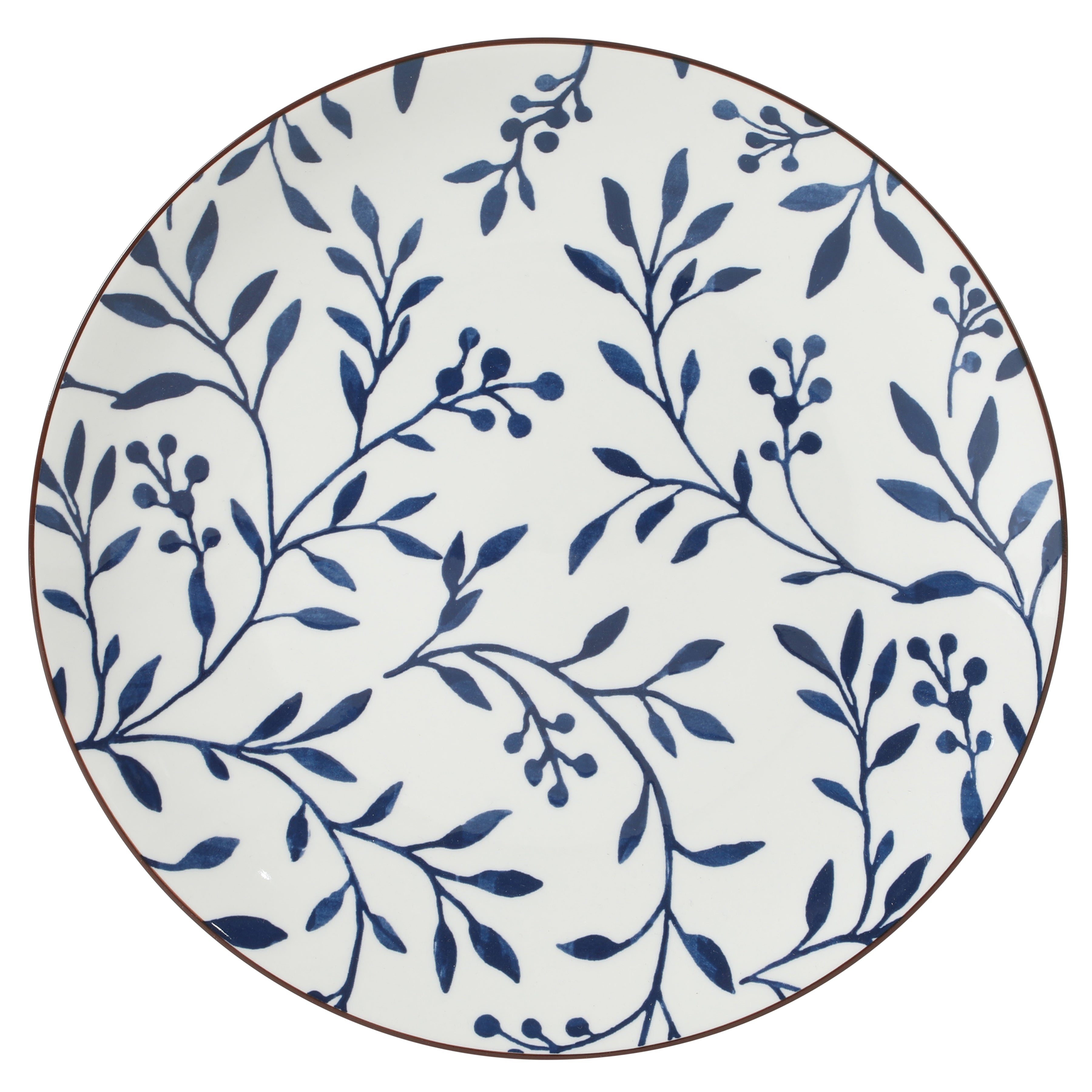 Gibson Home Palace Suite 16-Piece Dinnerware Set, Blue Floral Stoneware Plates & Bowls, Service for 4, Round Durable Everyday Dish Set