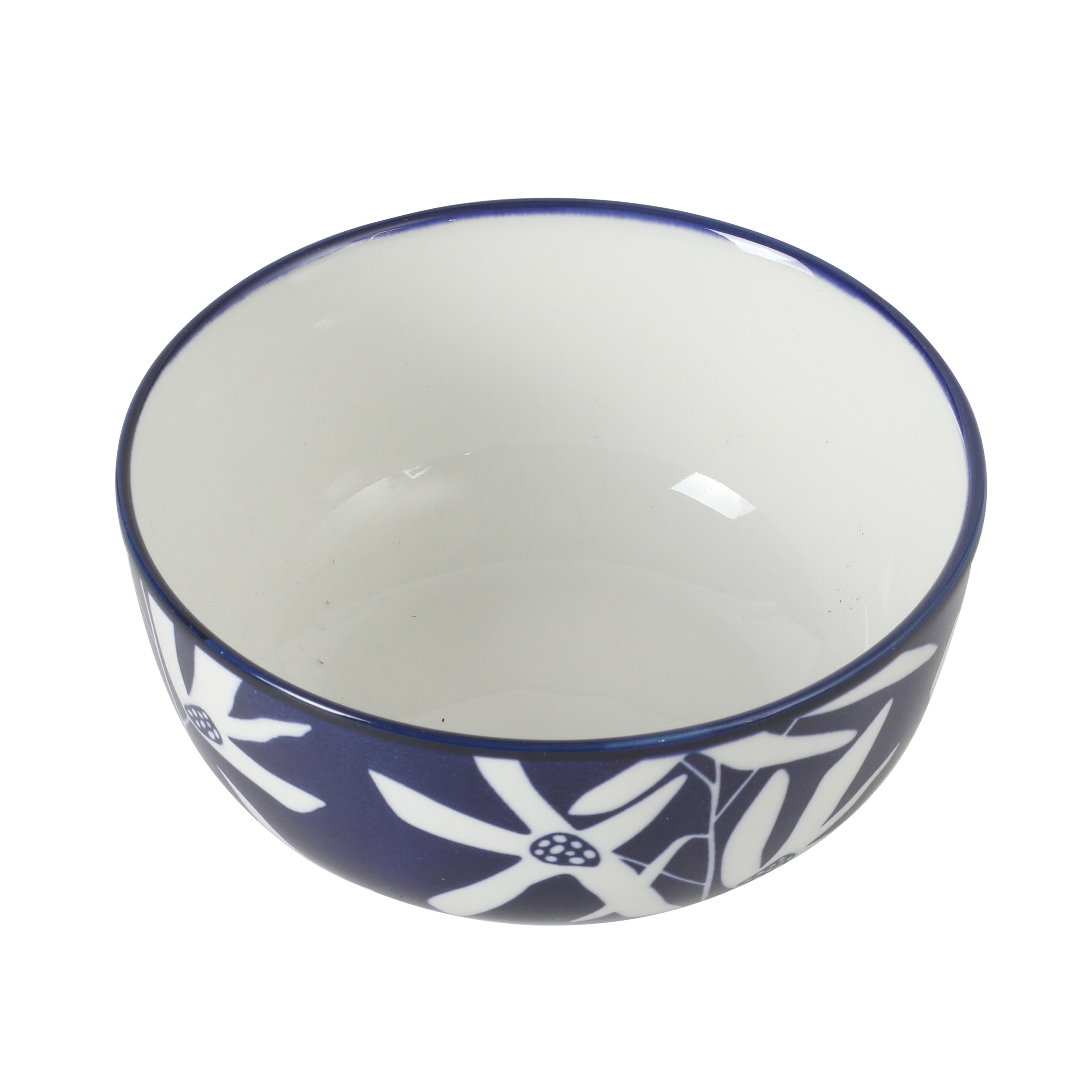 Gibson Home Ivory Estate 4-Piece Cereal Bowl Set, 5.5 Inch Round Stoneware Bowls, Blue & White Floral Pattern, Assorted Decorative Designs