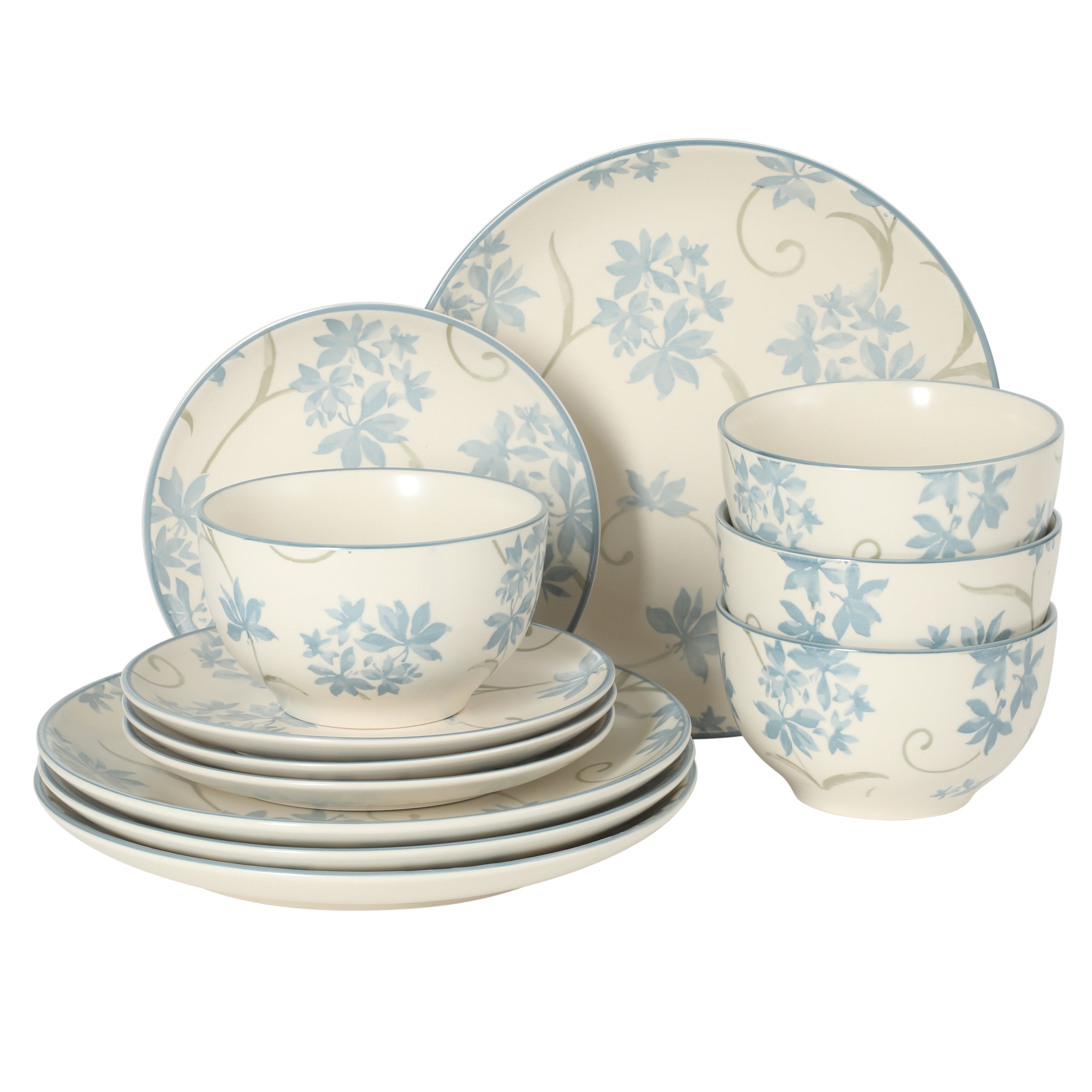 Gibson Home Admiral Hall 12-Piece Matte Stoneware Dinnerware Set – Din