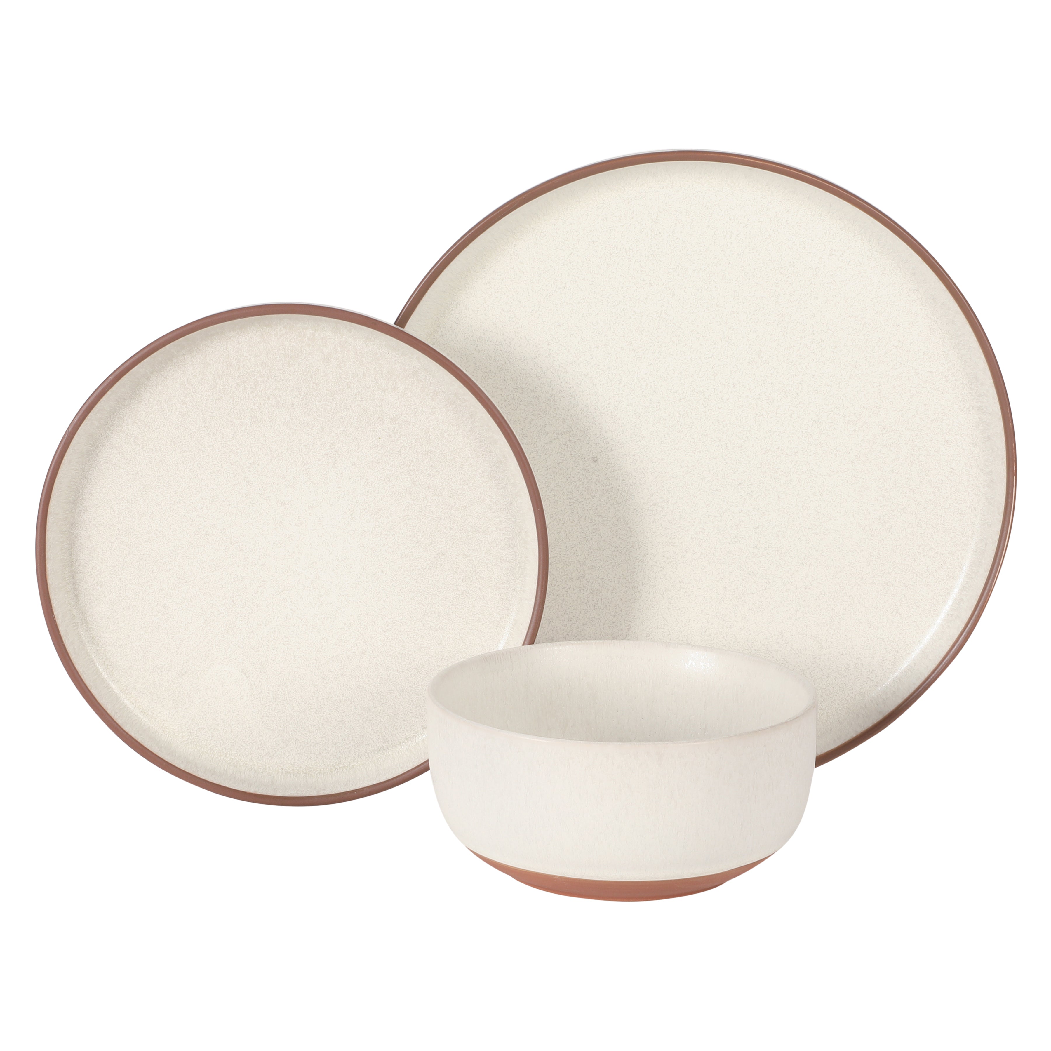 Gibson Elite Abbey Circle 12 Piece (Service for 4) Plates and Bowls Reactive Matte Glaze Dishes Stoneware Ceramic Dinnerware Set