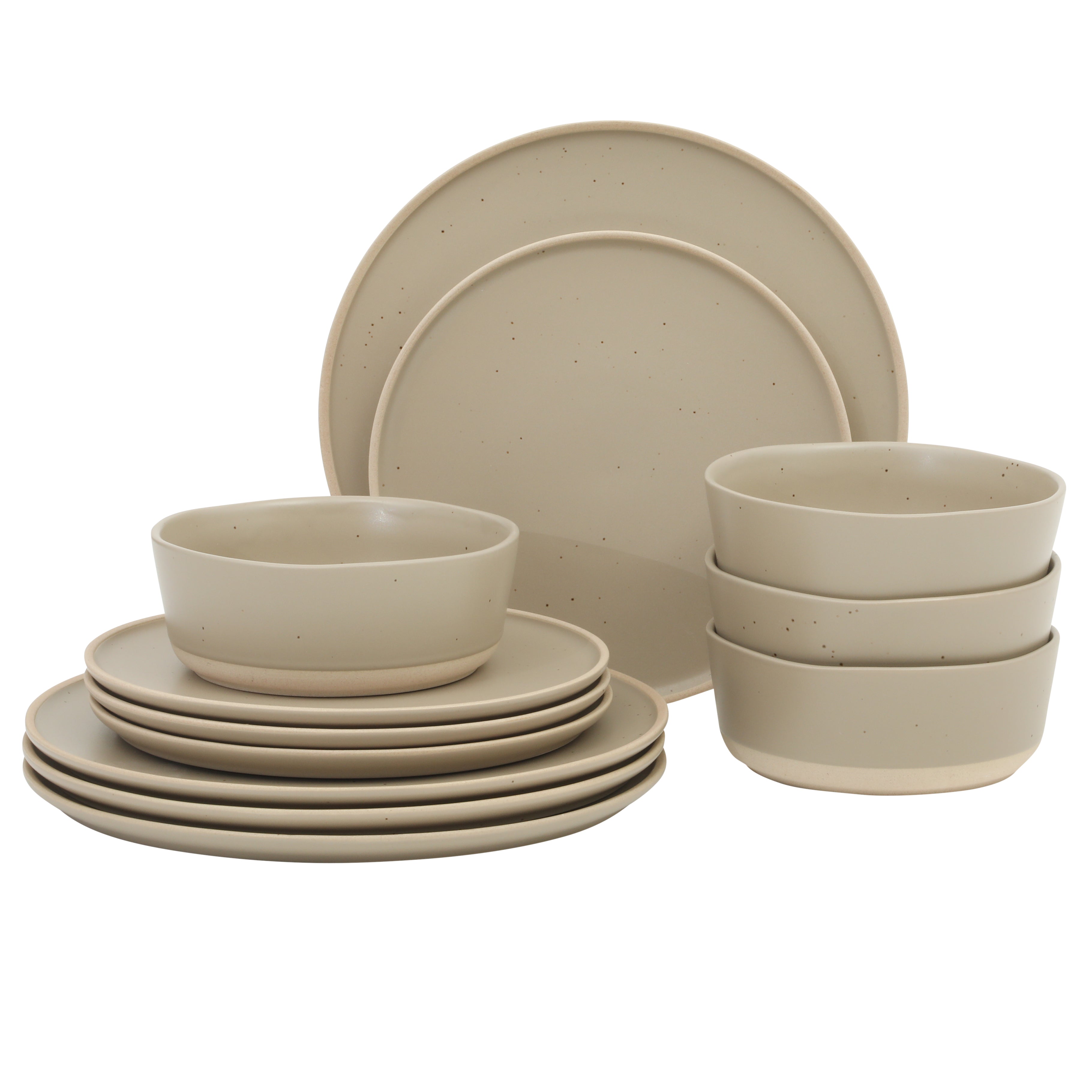 Gibson Elite Humphrey Lane 12 Piece (Service for 4) Plates and Bowls Reactive Glaze Dishes Stoneware Ceramic Dinnerware Set