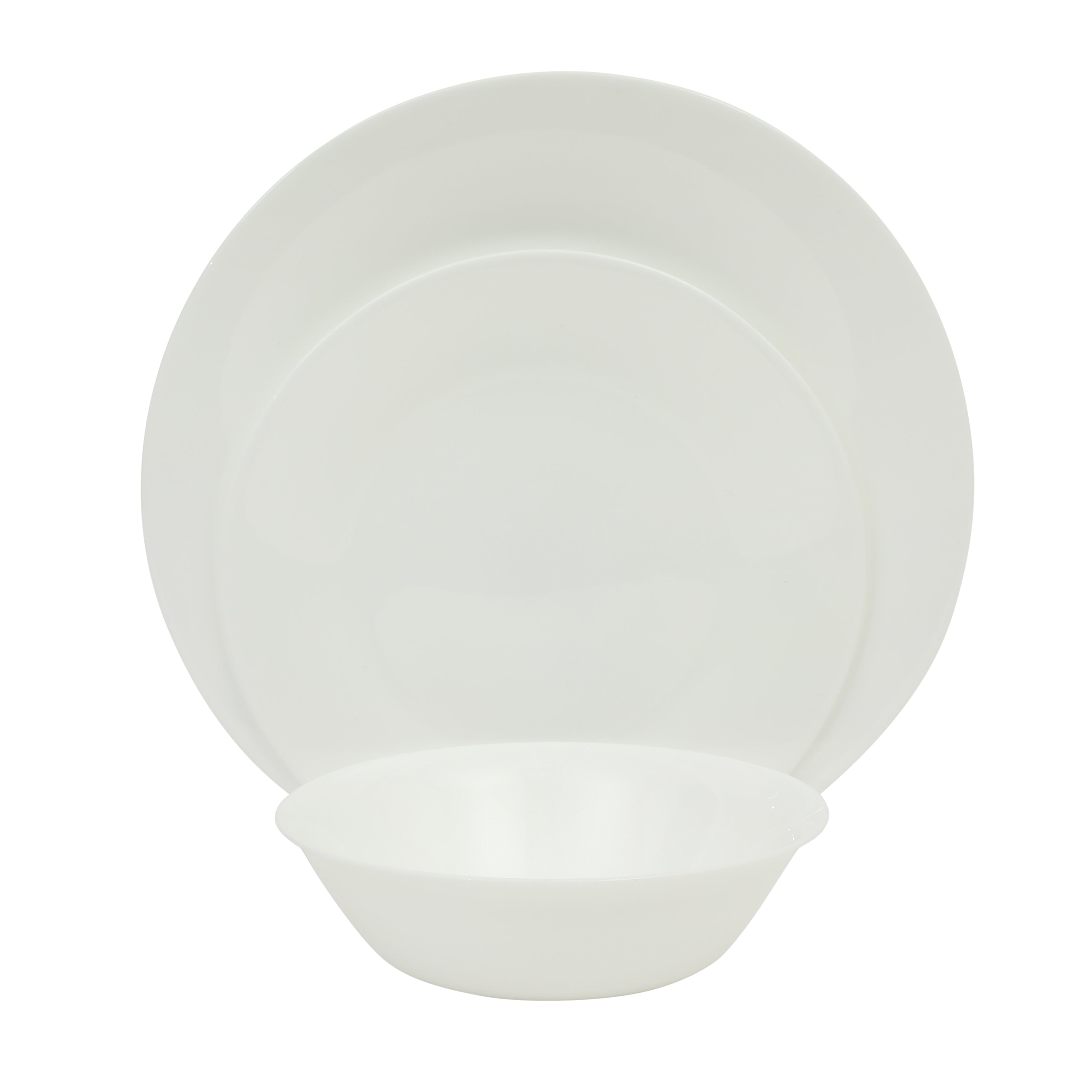 Gibson Home Vanilla Hills 12-Piece Opal Glass Dinnerware Set, Service for 4 – Includes 10" Dinner Plates, 8.5" Salad Plates & Bowls – Microwave Safe, Dishwasher Safe, Chip Resistant – White, Round