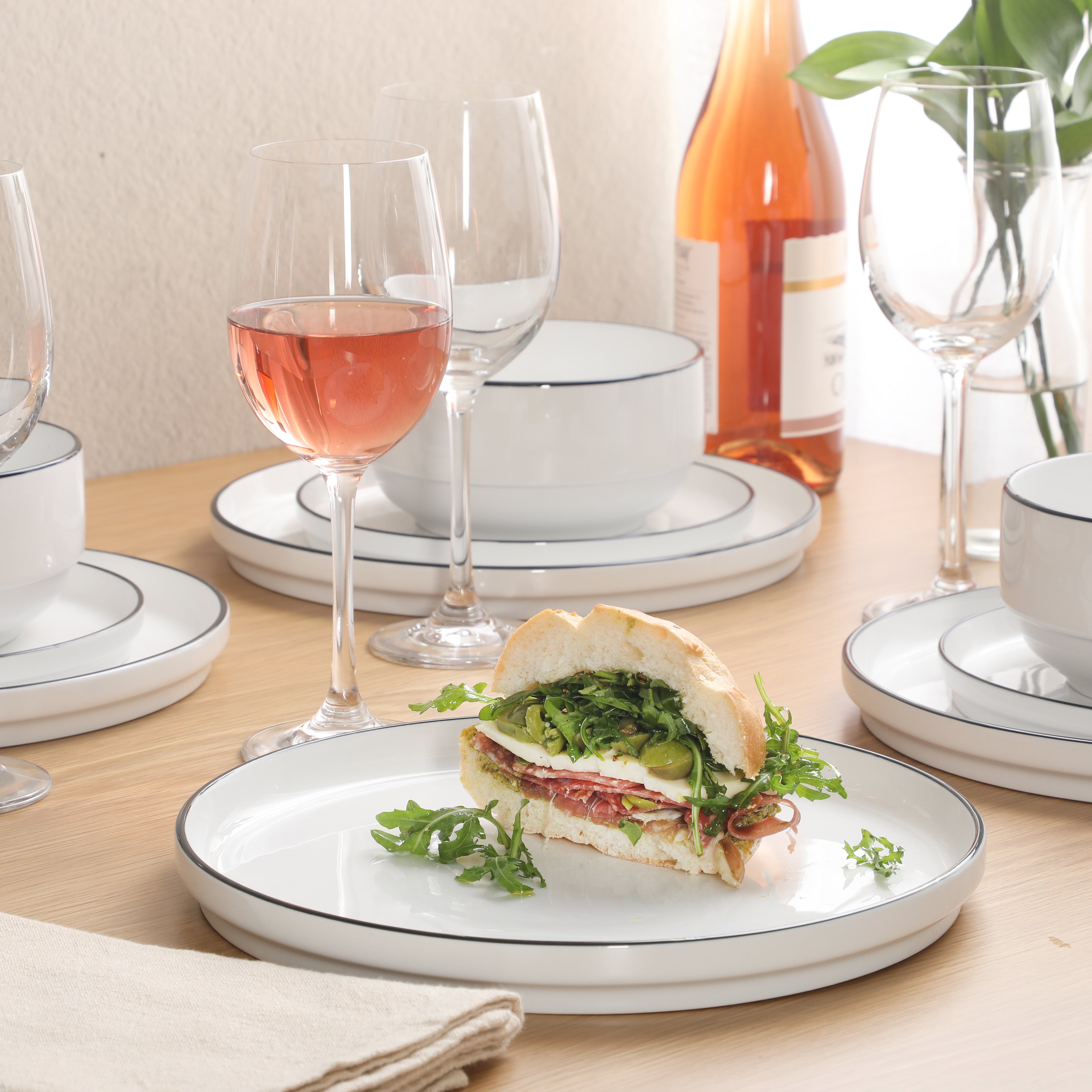 Gibson Home Rothernberg Stackable 18 Piece, Service for 6, Porcelain P