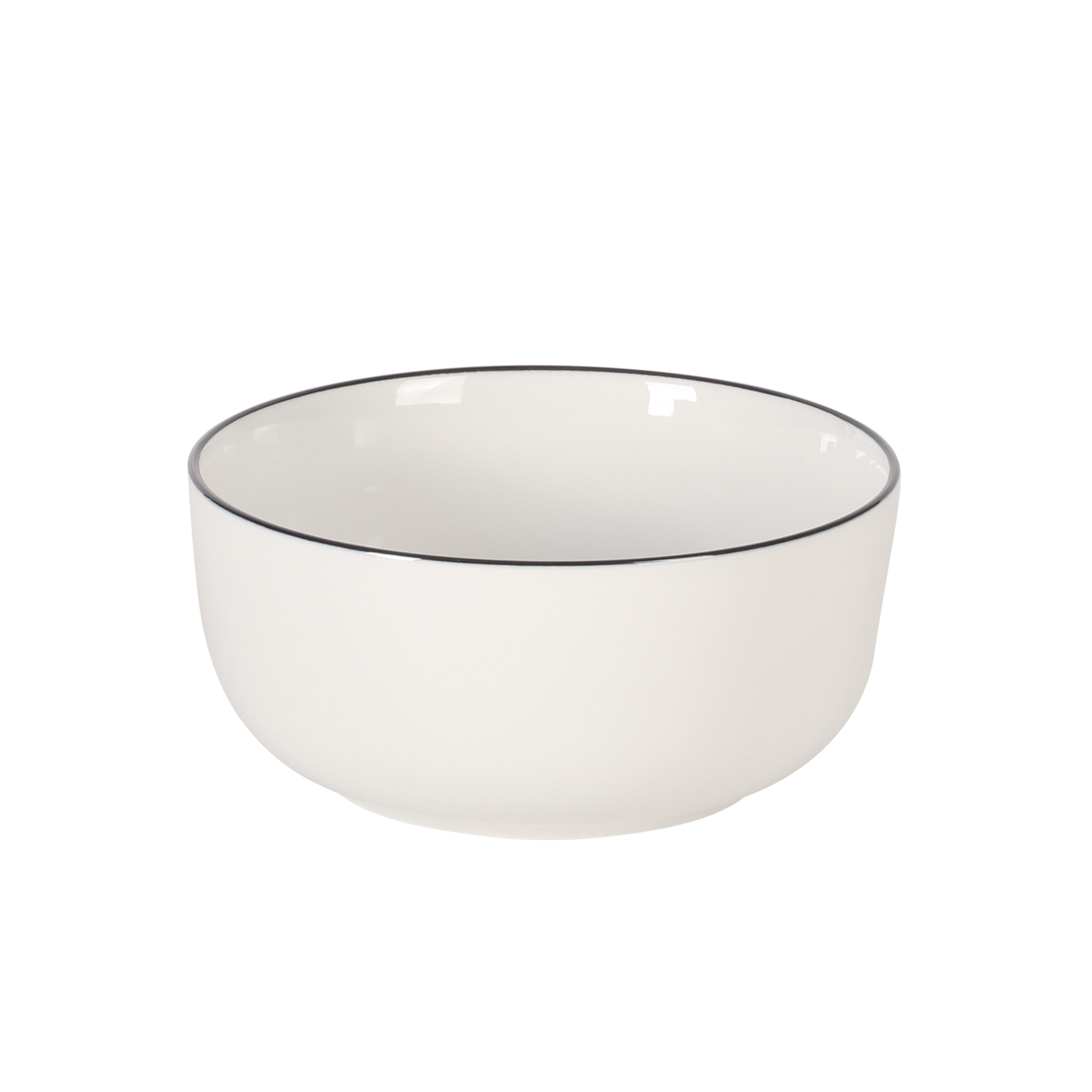 Gibson Home Oslo 12-Piece Porcelain Dinnerware Set – Dinner Plates, Salad Plates & Bowls, Classic White With Black Rim Everyday Dish Set for Home, Kitchen, Microwave & Dishwasher Safe