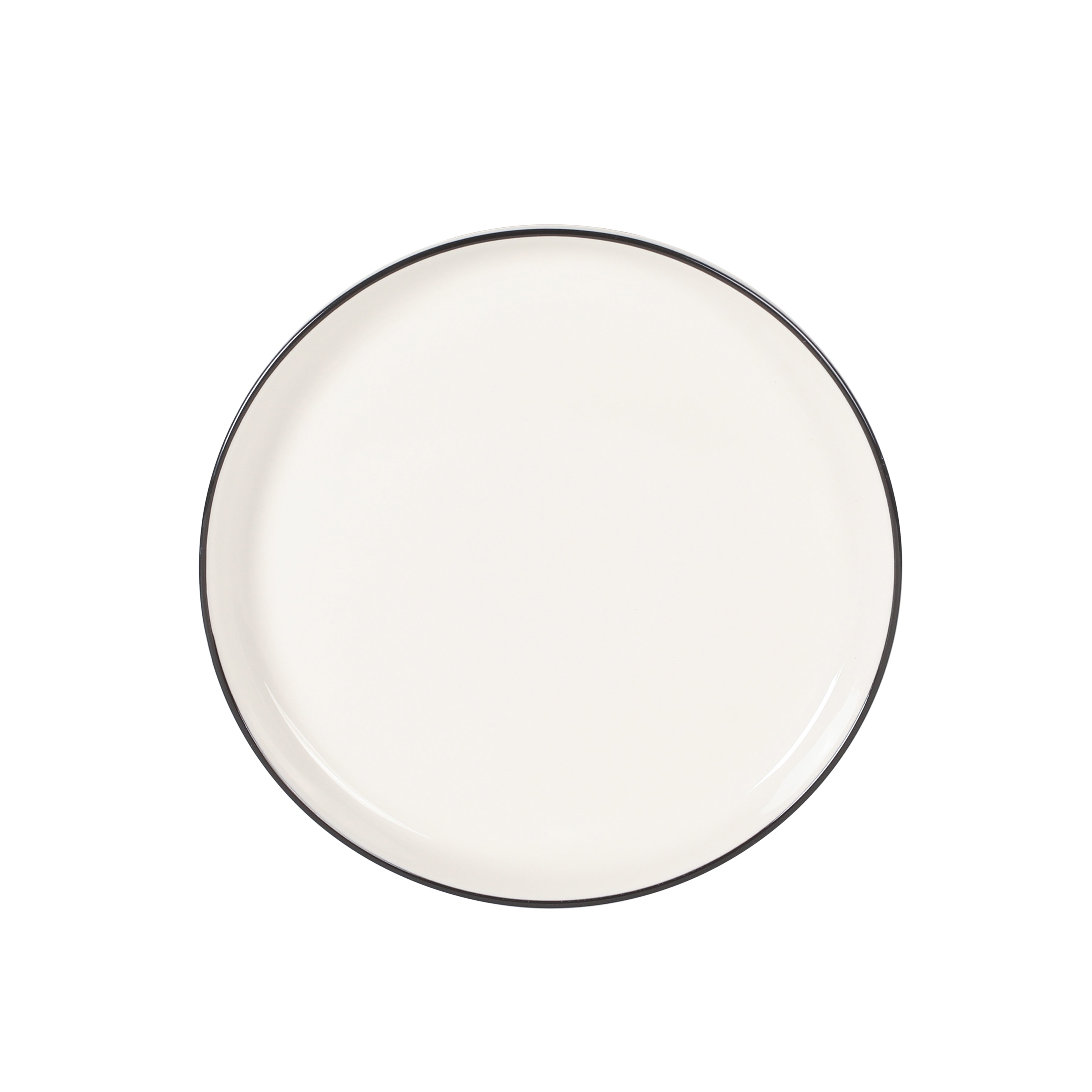 Gibson Home Oslo 12-Piece Porcelain Dinnerware Set – Dinner Plates, Salad Plates & Bowls, Classic White With Black Rim Everyday Dish Set for Home, Kitchen, Microwave & Dishwasher Safe