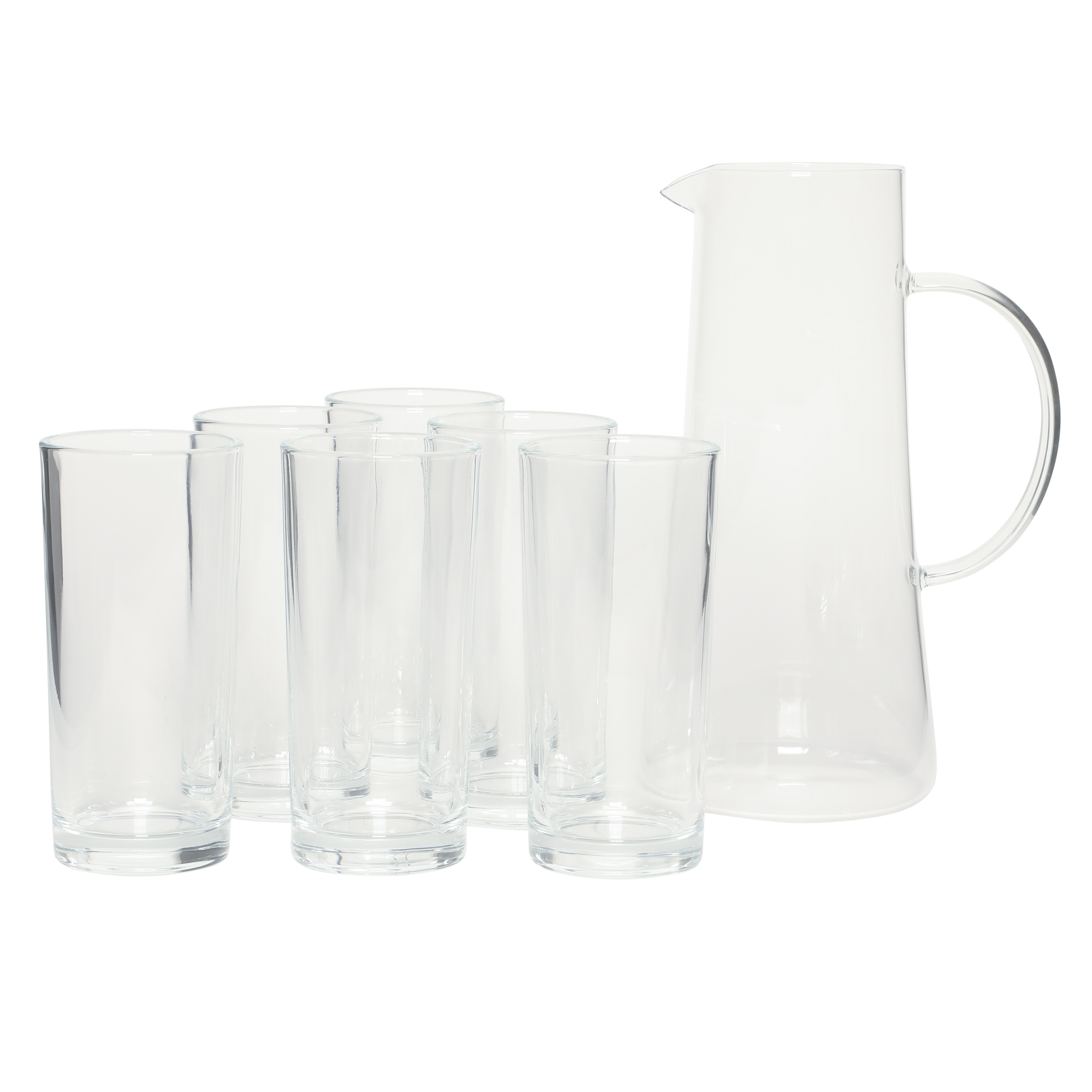 Gibson Home Boozy Brunch 7 Piece Glass Pitcher & Tumbler Set – 1.5L Pitcher with Six 13–14oz Tumblers, Everyday Beverage & Entertaining Drinkware Set, Dishwasher Safe