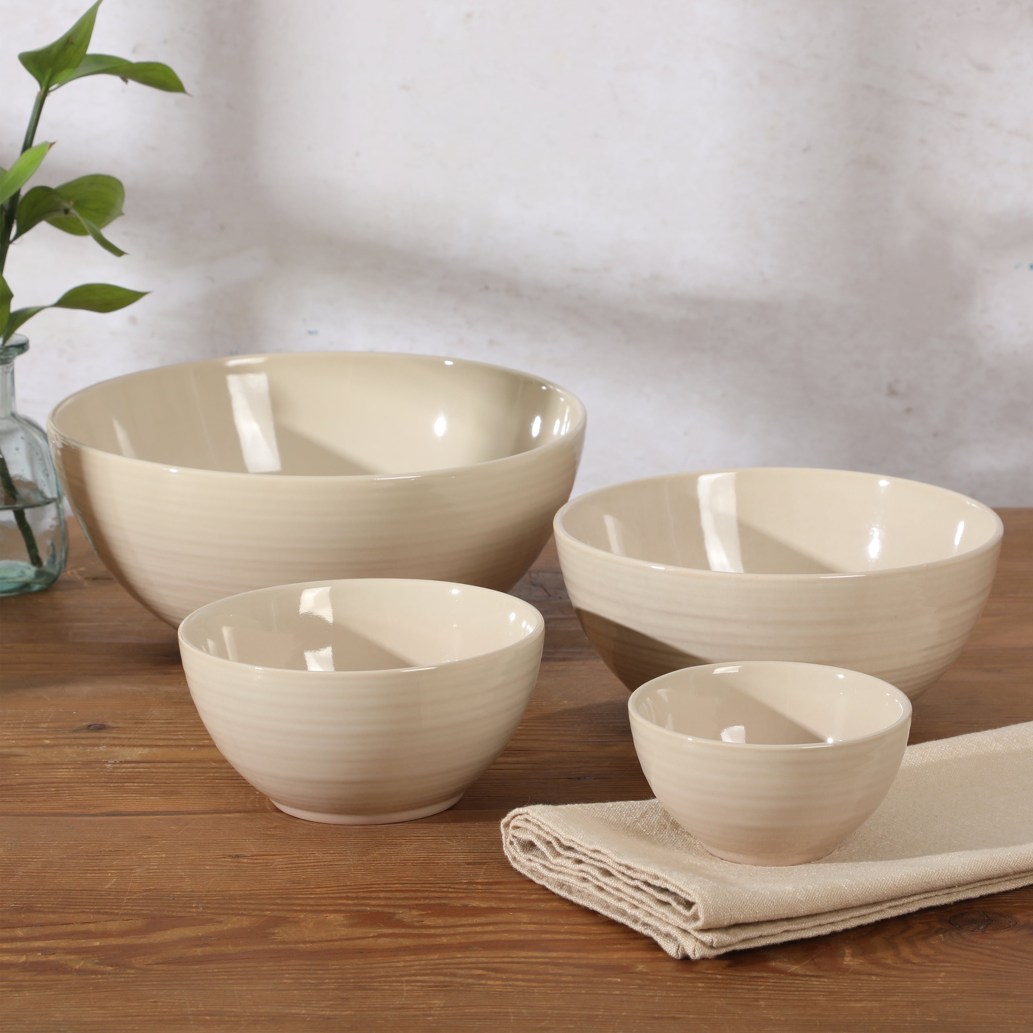 Gibson Elite Maple Grove 4-Piece Stoneware Nesting Bowl Set, Reactive Glaze Mixing and Serving Bowls, Dishwasher Safe