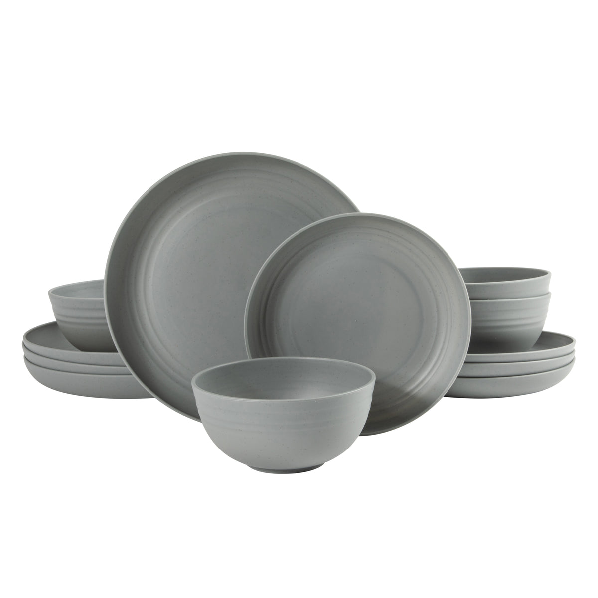 Gibson Home Carmel Haze Plates and Bowls Set, 12 Piece Wheat Straw Dinnerware with Tumblers, Set for 4, Unbreakable & Lightweight, Dishwasher Safe, Matte Black