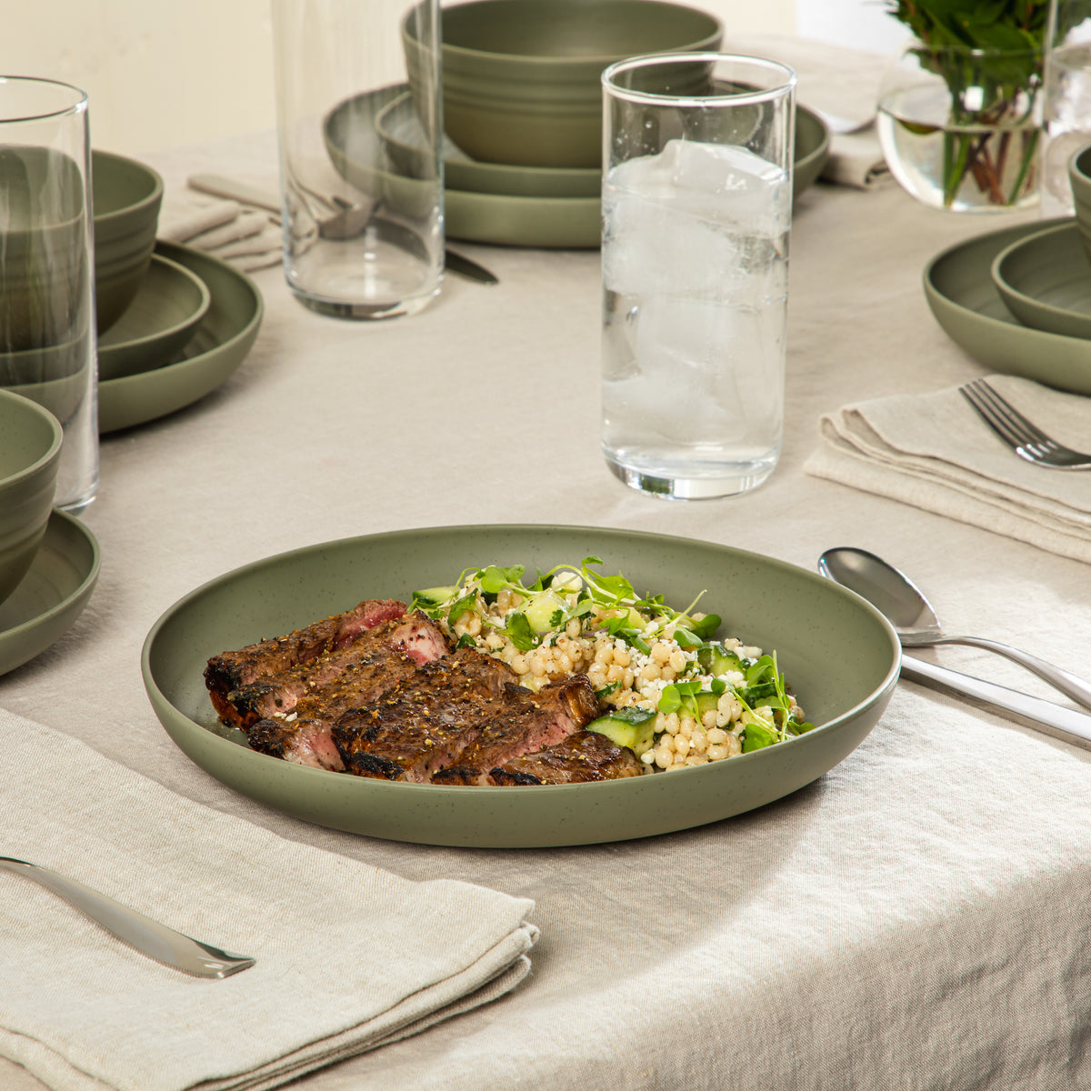 Gibson Home Carmel Haze Plates and Bowls Set, 12 Piece Wheat Straw Dinnerware with Tumblers, Set for 4, Unbreakable & Lightweight, Dishwasher Safe, Matte Black