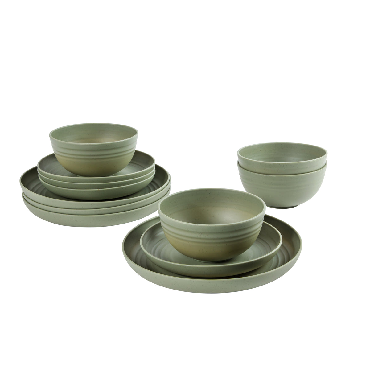 Gibson Home Carmel Haze Plates and Bowls Set, 12 Piece Wheat Straw Dinnerware with Tumblers, Set for 4, Unbreakable & Lightweight, Dishwasher Safe, Matte Black