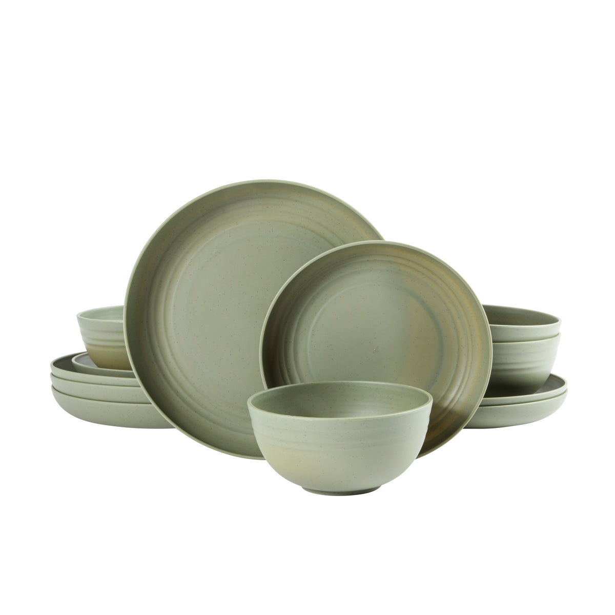Gibson Home Carmel Haze Plates and Bowls Set, 12 Piece Wheat Straw Dinnerware with Tumblers, Set for 4, Unbreakable & Lightweight, Dishwasher Safe, Matte Black